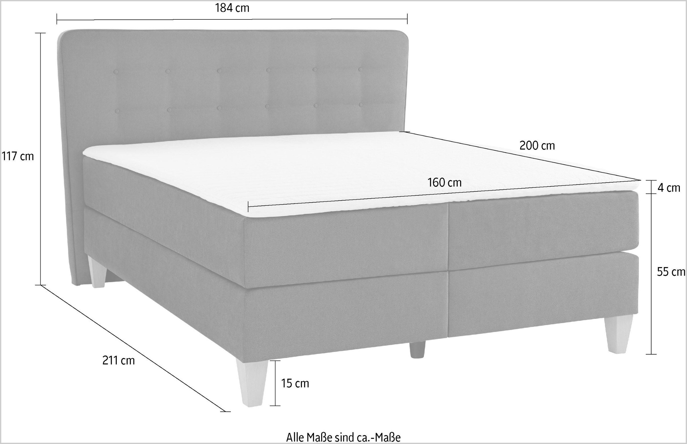 Home affaire Boxspringbett »Ascola«, incl. Topper, 5, Breiten, 3 Ausführungen, 2 Härtegrade