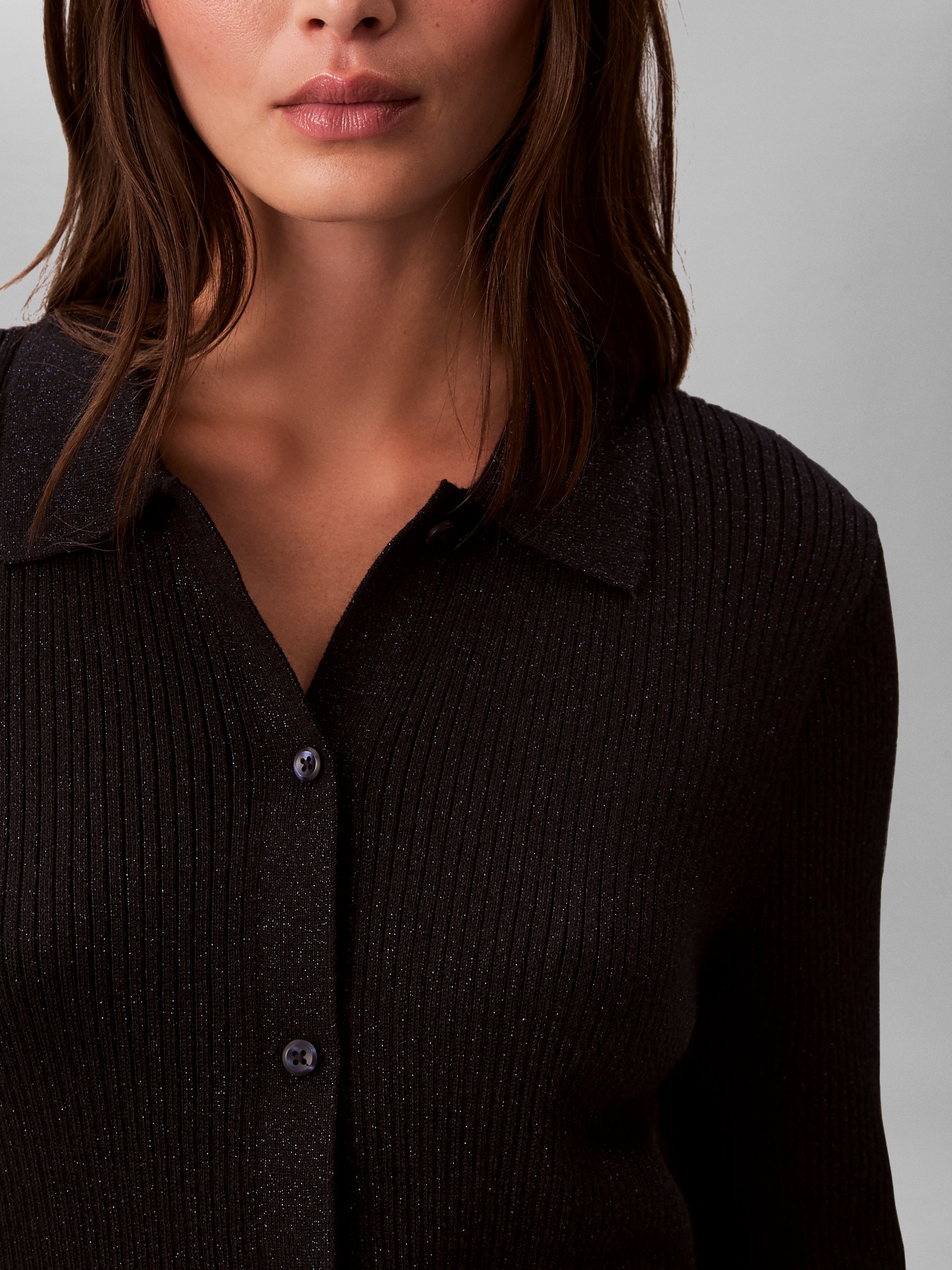 Calvin Klein Jeans Strickjacke Regular fit mit Glitzer und Rundhalsausschnitt