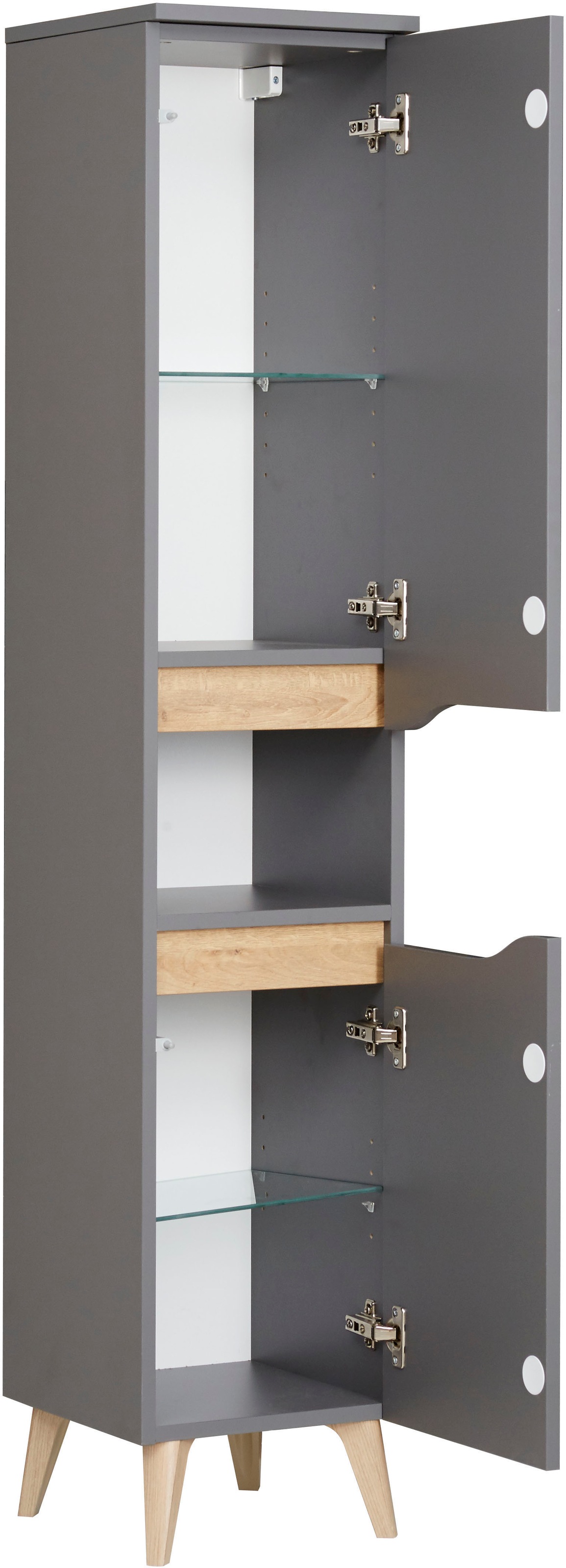 Saphir Badmöbel-Set »Quickset 3-teilig, Waschbeckenunterschrank mit LED-Spiegel« 3 Stk. tlg.