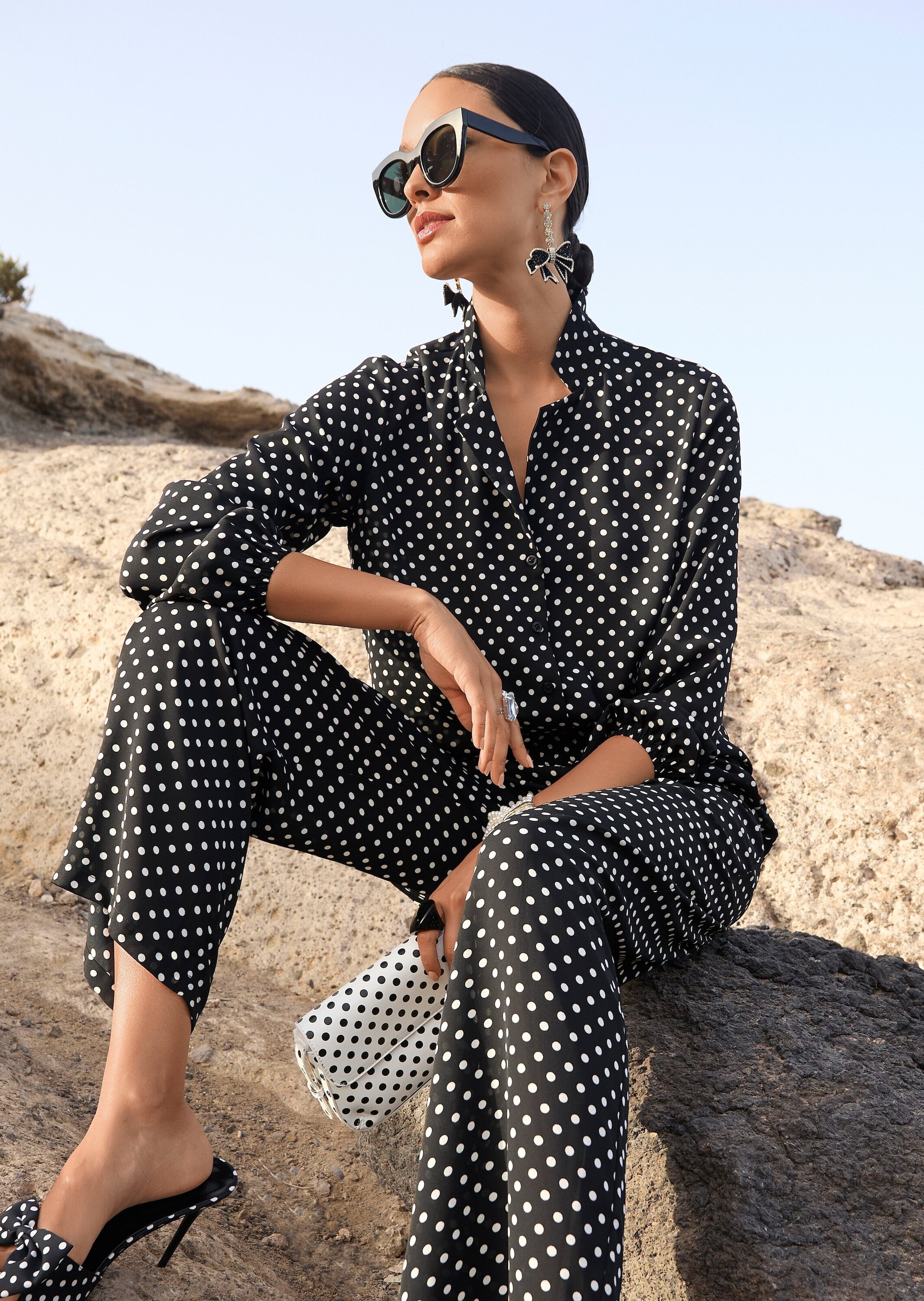 MADELEINE Chinos »Druckhose Schlupfhose mit Tupfen-Muster«