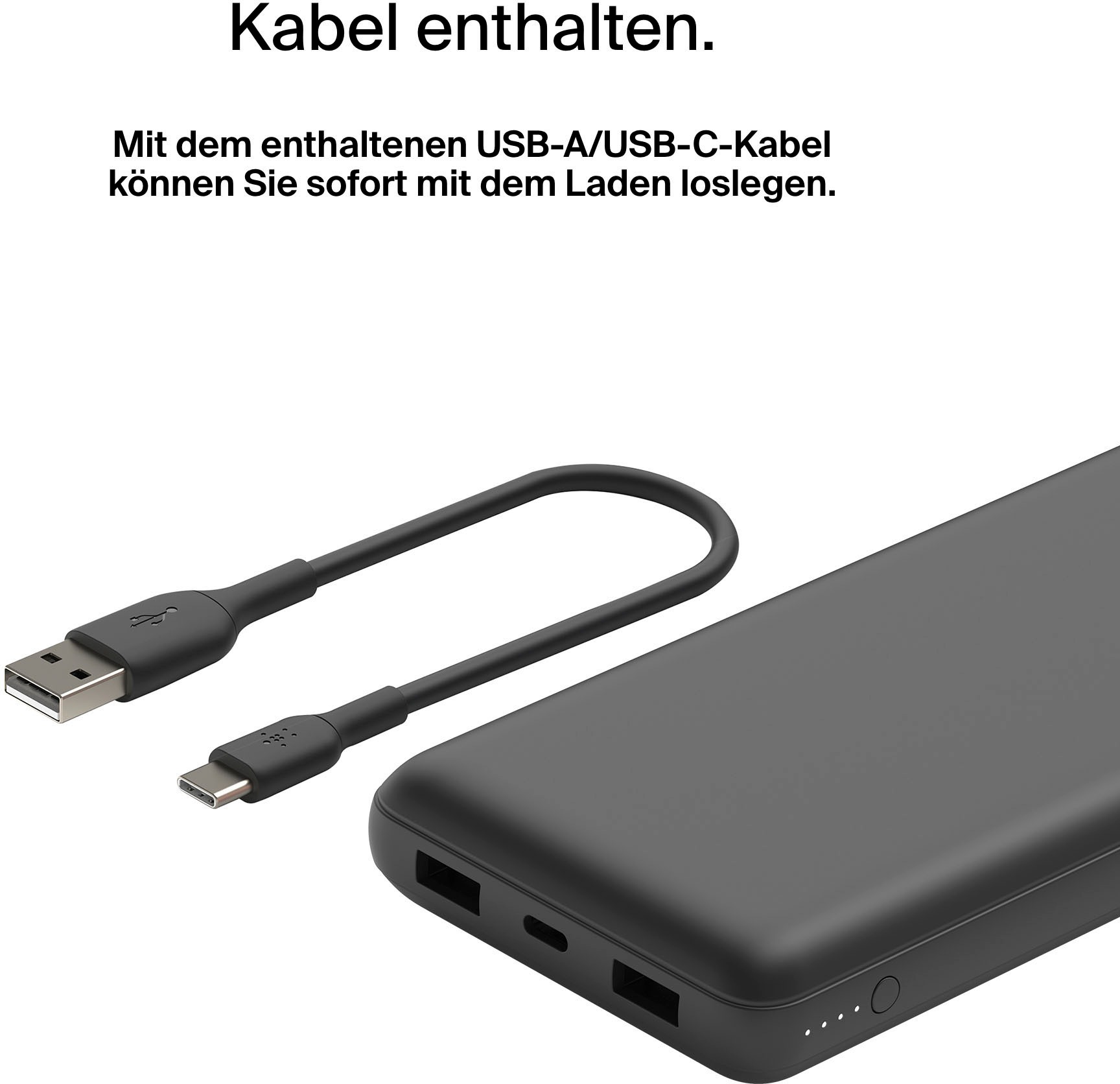 Belkin Powerbank »BoostCharge 20.000mAh Powerbank 15 Watt zum Laden von 3 Geräten«, 1x USB-C, 2x USB-A, Power für bis zu 78 Stunden