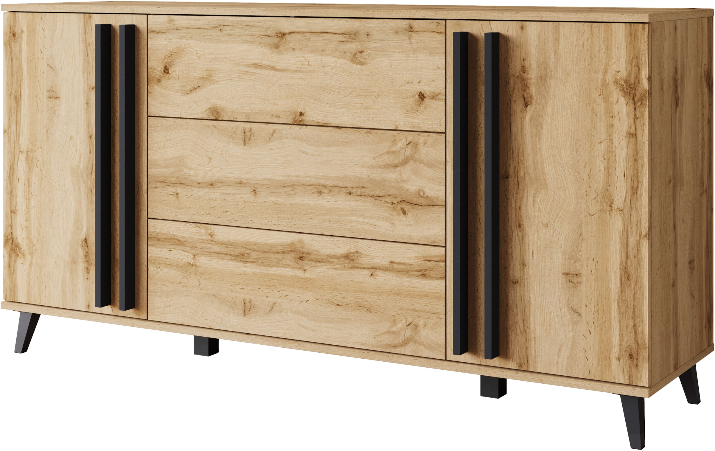 Home affaire Sideboard »Helsinki, Kommode mit 2 Türen und 3 Schubladen, Breite 150 cm« 1 Stk. tlg. Push-to-Open-Schubladen, höhenverstellbare Einlegeböden