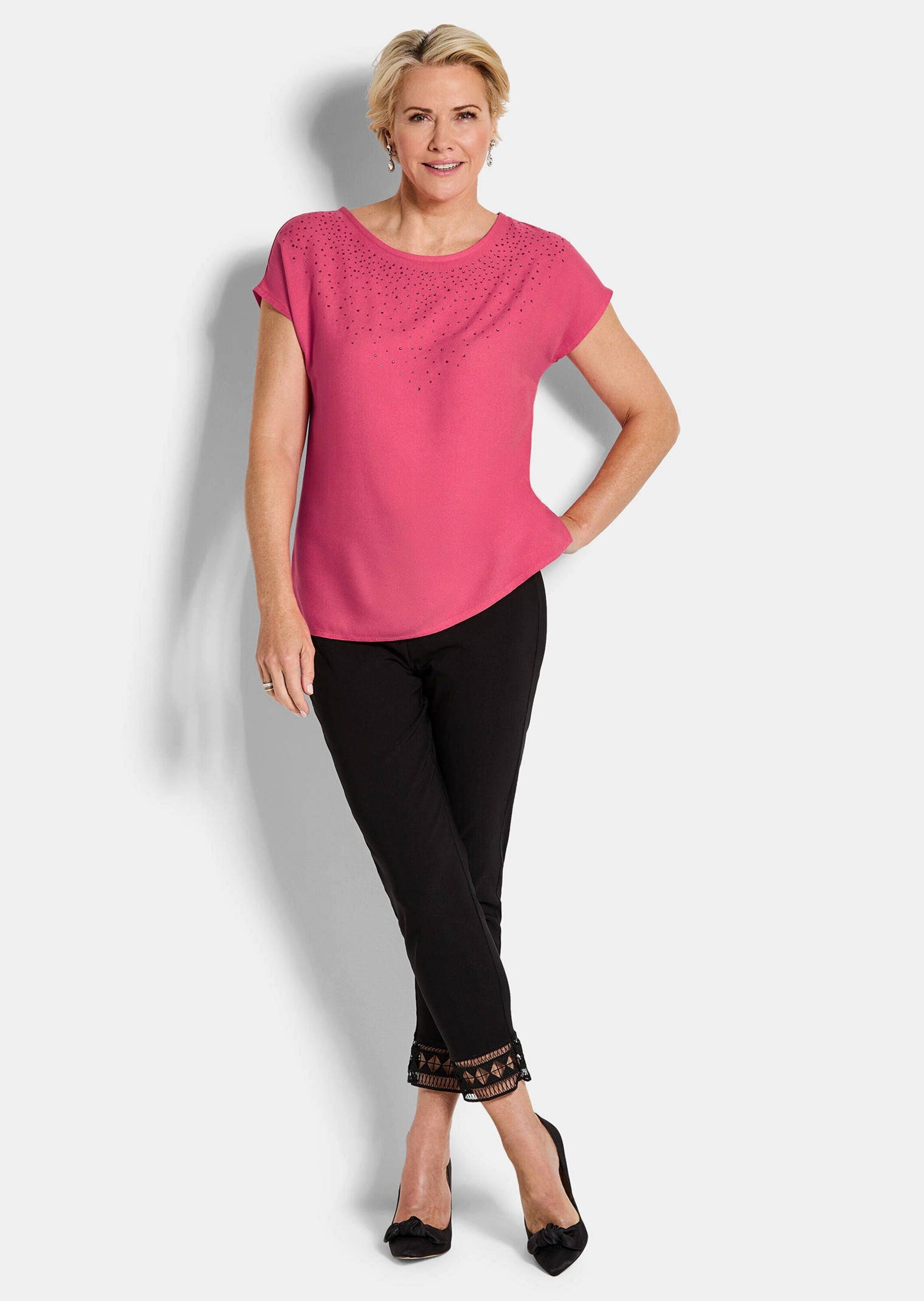 GOLDNER Schlupfbluse »Elegante Viskosebluse mit Glitzer« Dekosteine