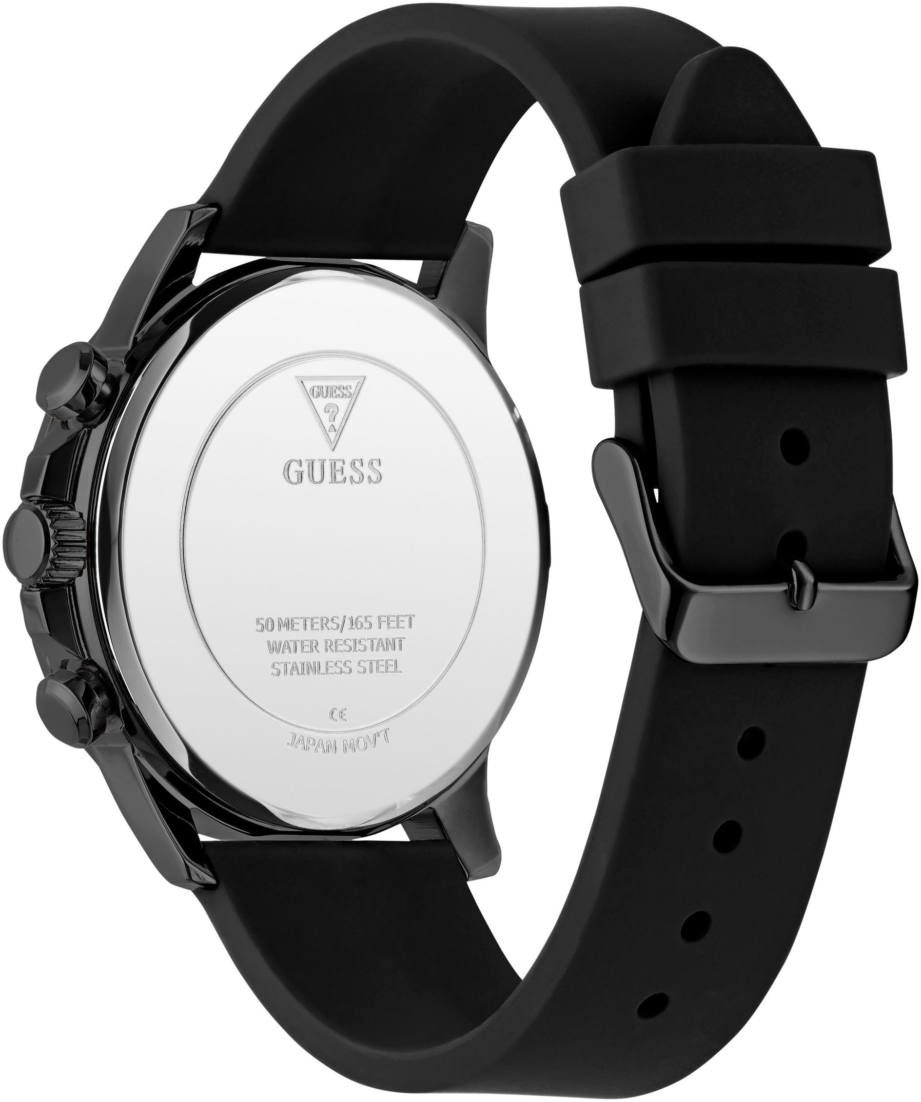 Guess Multifunktionsuhr »WALKER« Quarzuhr, Armbanduhr, Herrenuhr, Datum, Wochentag, Silikonarmband