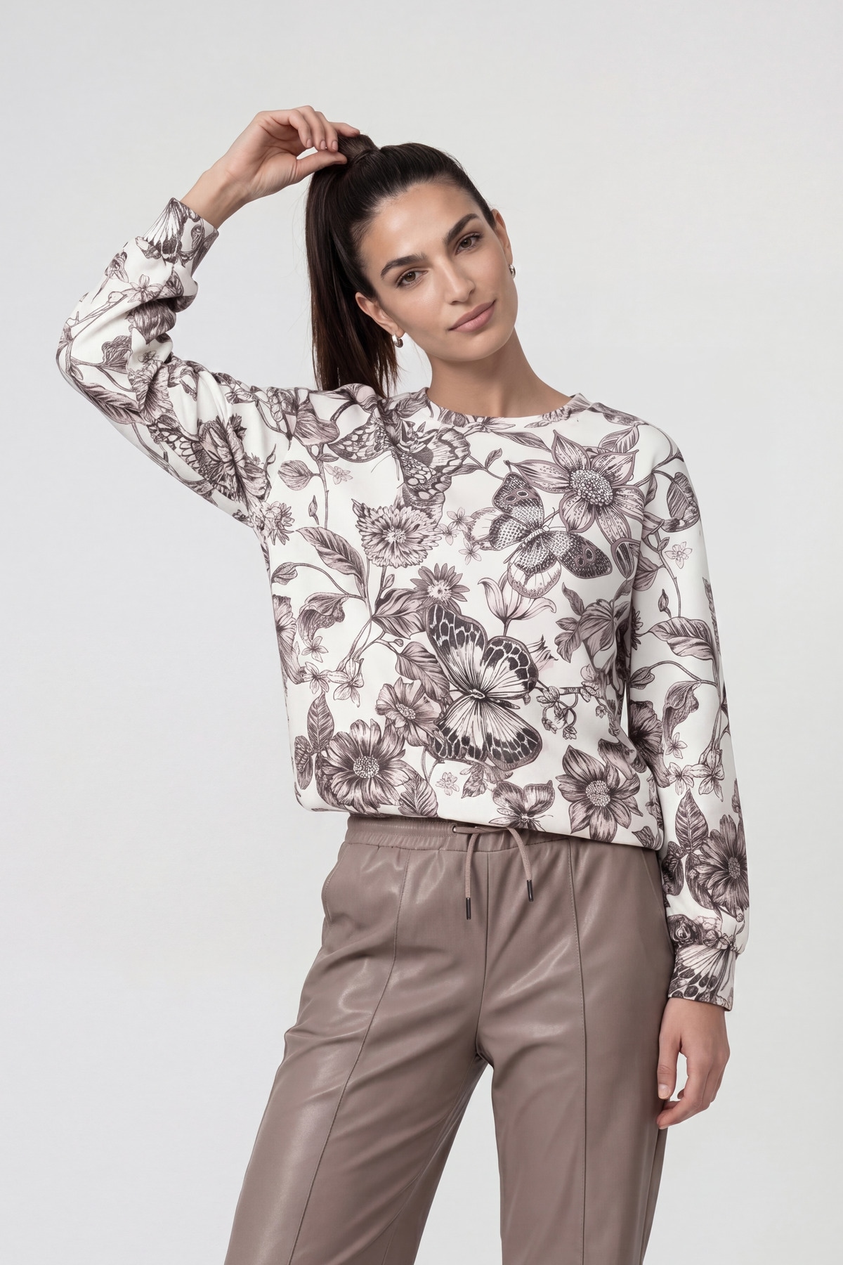 Monari Sweatshirt »Sweatshirt Blume allover«, Regular fit mit Blumenmuster
