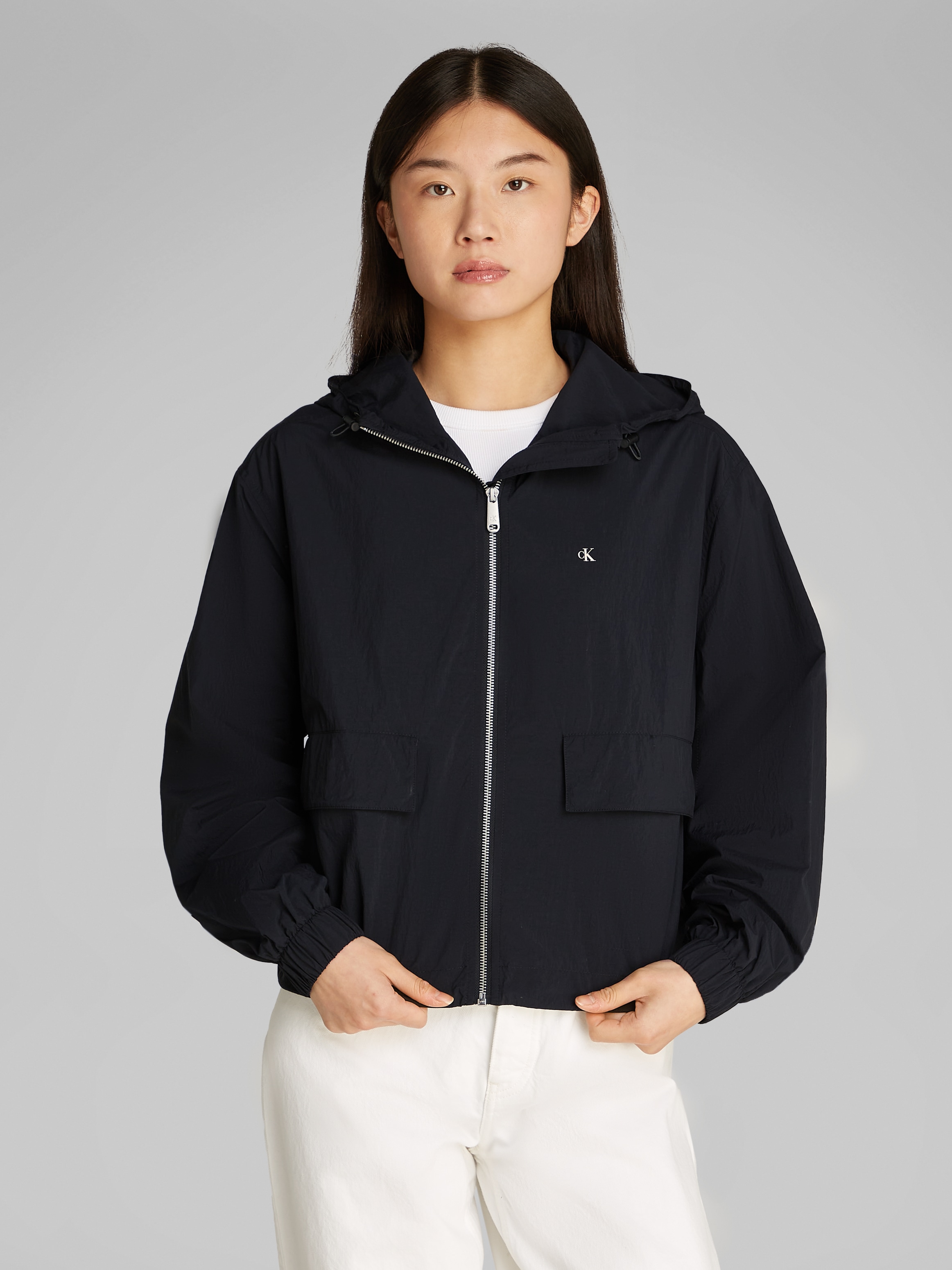 Calvin Klein Jeans Windbreaker »COTTON NYLON WINDBREAKER JACKET«, mit Kapuze, mit Logodruck