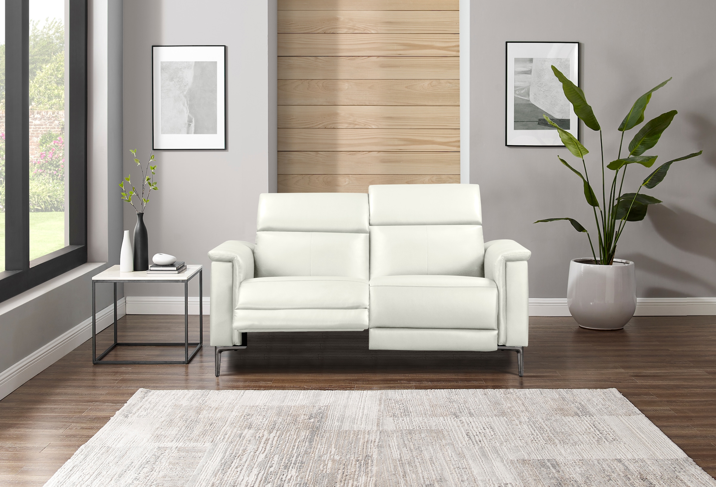 OTTO home 2-Sitzer »LUND Lederoptik, 160 cm, mit Relaxfunktion und Kopfteilverstellung« manuell od. elektrisch (m.USB-A), Federkern und Kopfteilverstellung