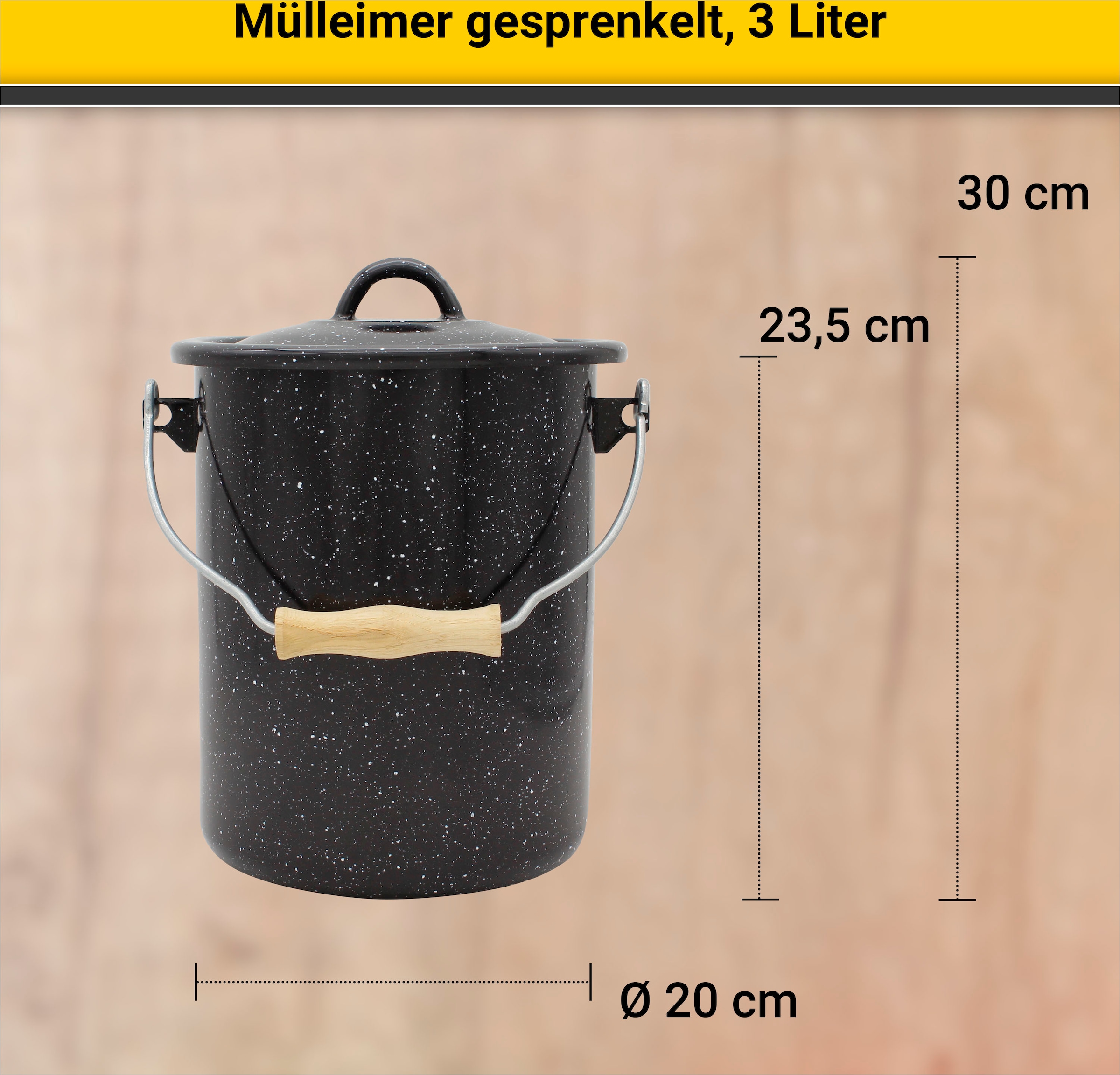 Krüger Mülleimer »Emaille-Eimer mit Deckel Serie Rio« schnitt- / kratzfeste Oberfläche, bakterienabweisend, extrem langlebig