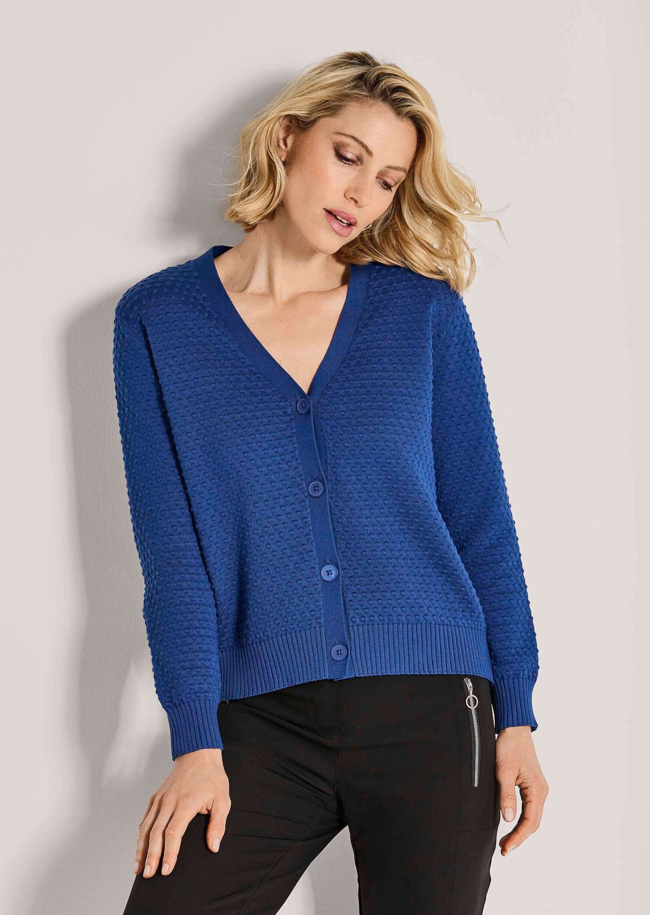 MADELEINE Strickjacke »Strickjacke Eleganter Cardigan mit V-Ausschnitt« Strukturstrick