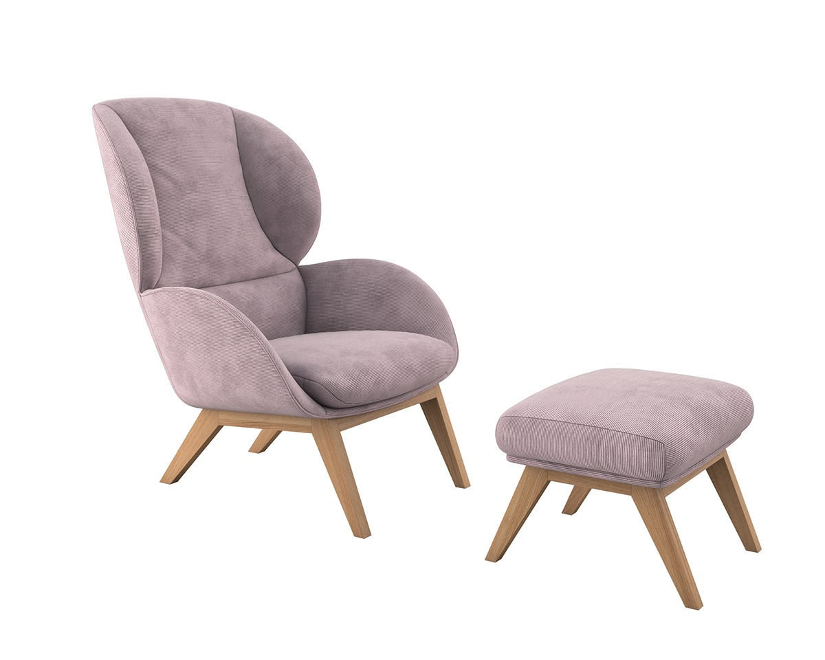 FLEXLUX Ohrensessel »Adria«, Stil & Komfort, organische Form, Fuß Eiche