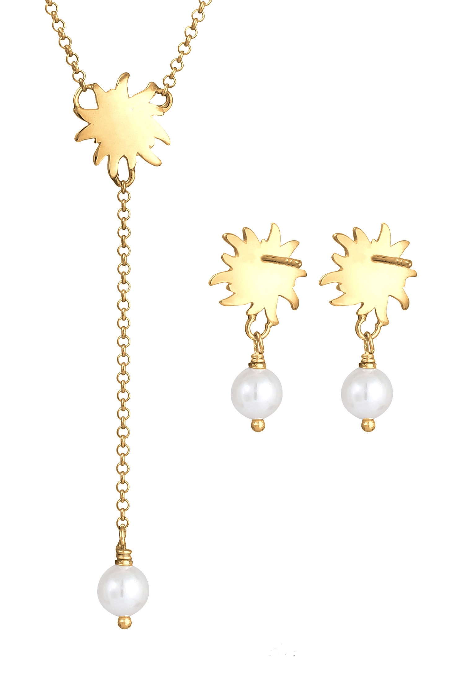 Elli Ohrring und Ketten Set »Schmuckset Elli Schmuckset Tracht Edelweiss Perle Set 925 Silber«