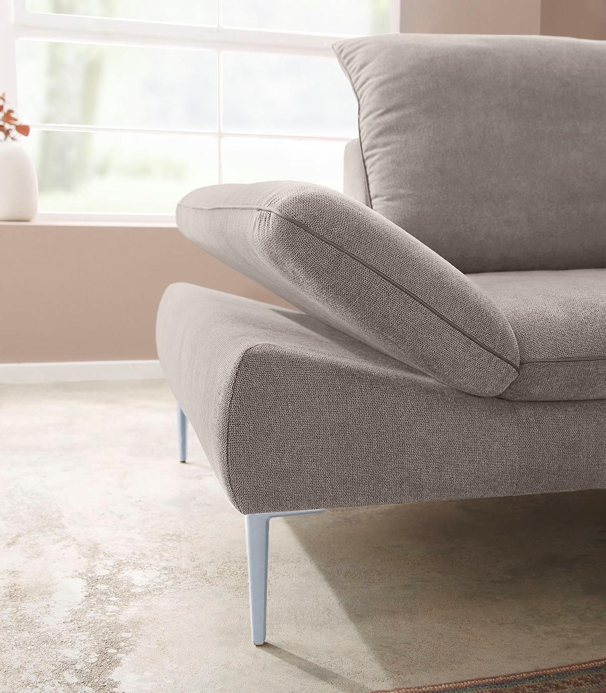W.SCHILLIG Ecksofa »enjoy&MORE, mit tollem Sitzkomfort, elegant und bequem, L-Form«, mit Sitztiefenverstellung, Füße silber matt, Breite 294 cm