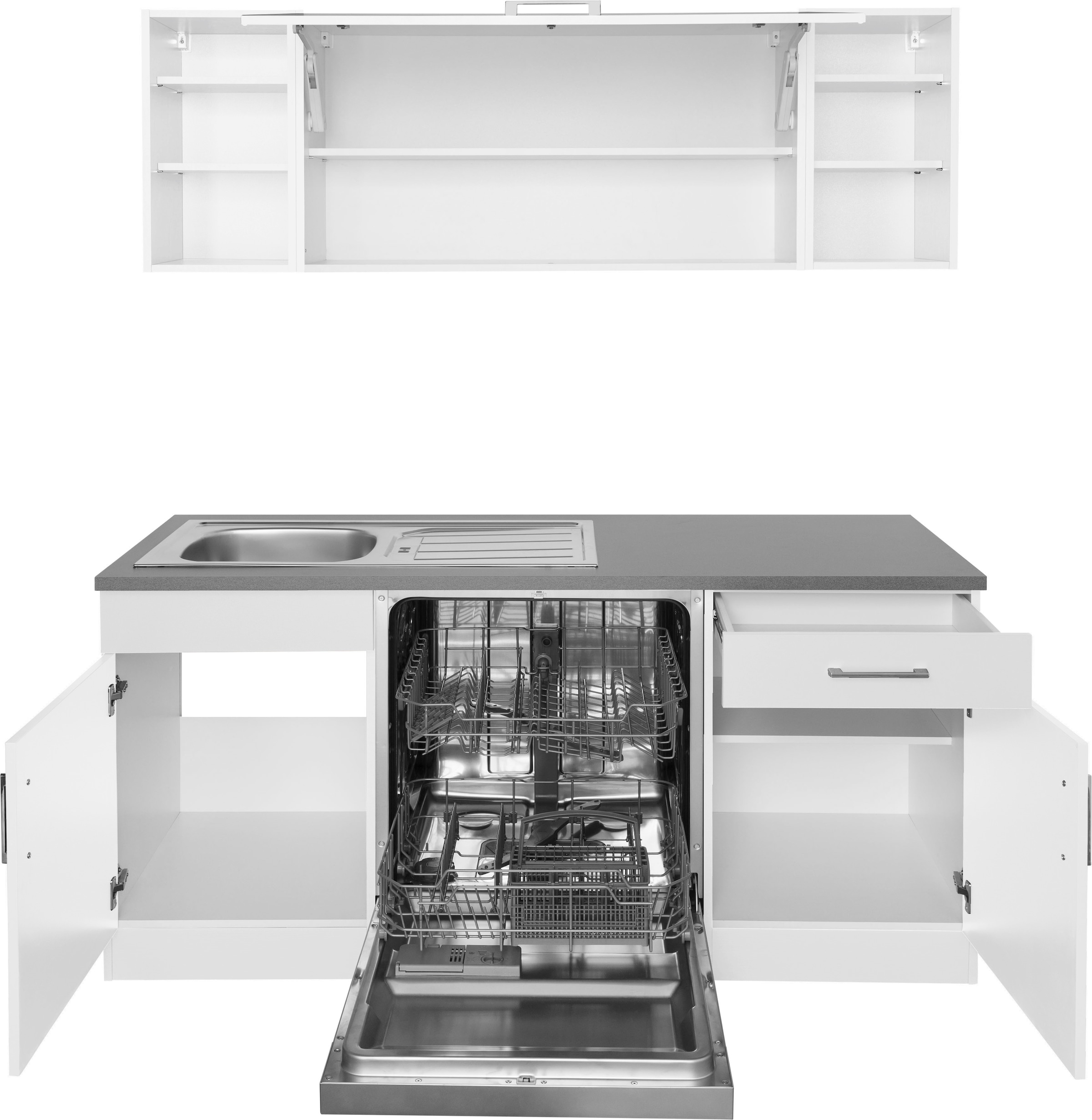 KOCHSTATION Küchenzeile »KS-Paris – Küchen mit einzigartigen Fotomotiven auf den Fronten« Stellbreite 220/220 cm, wahlweise mit E-Geräten, mit Motivdruck