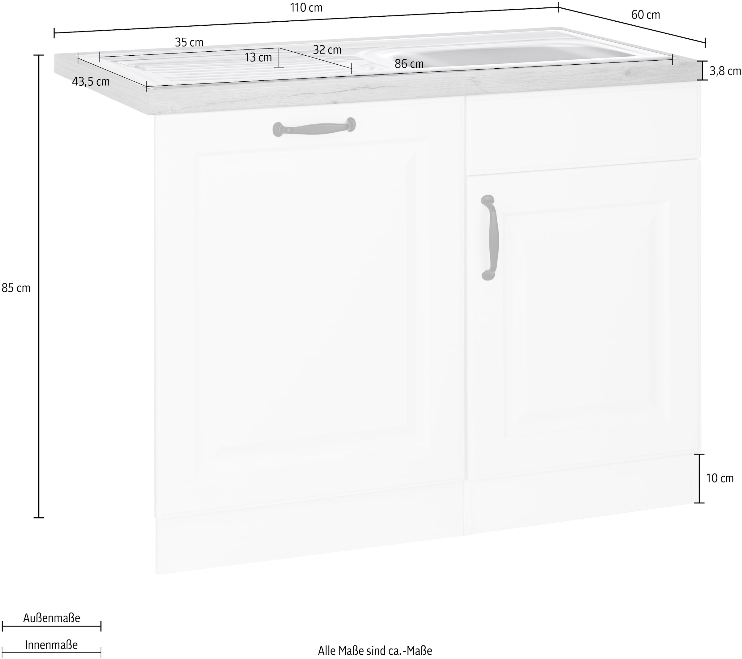 wiho breit, Tür/Sockel »Erla«, 110 Küchen cm Online für inkl. Spülenschrank Geschirrspüler Shop OTTO
