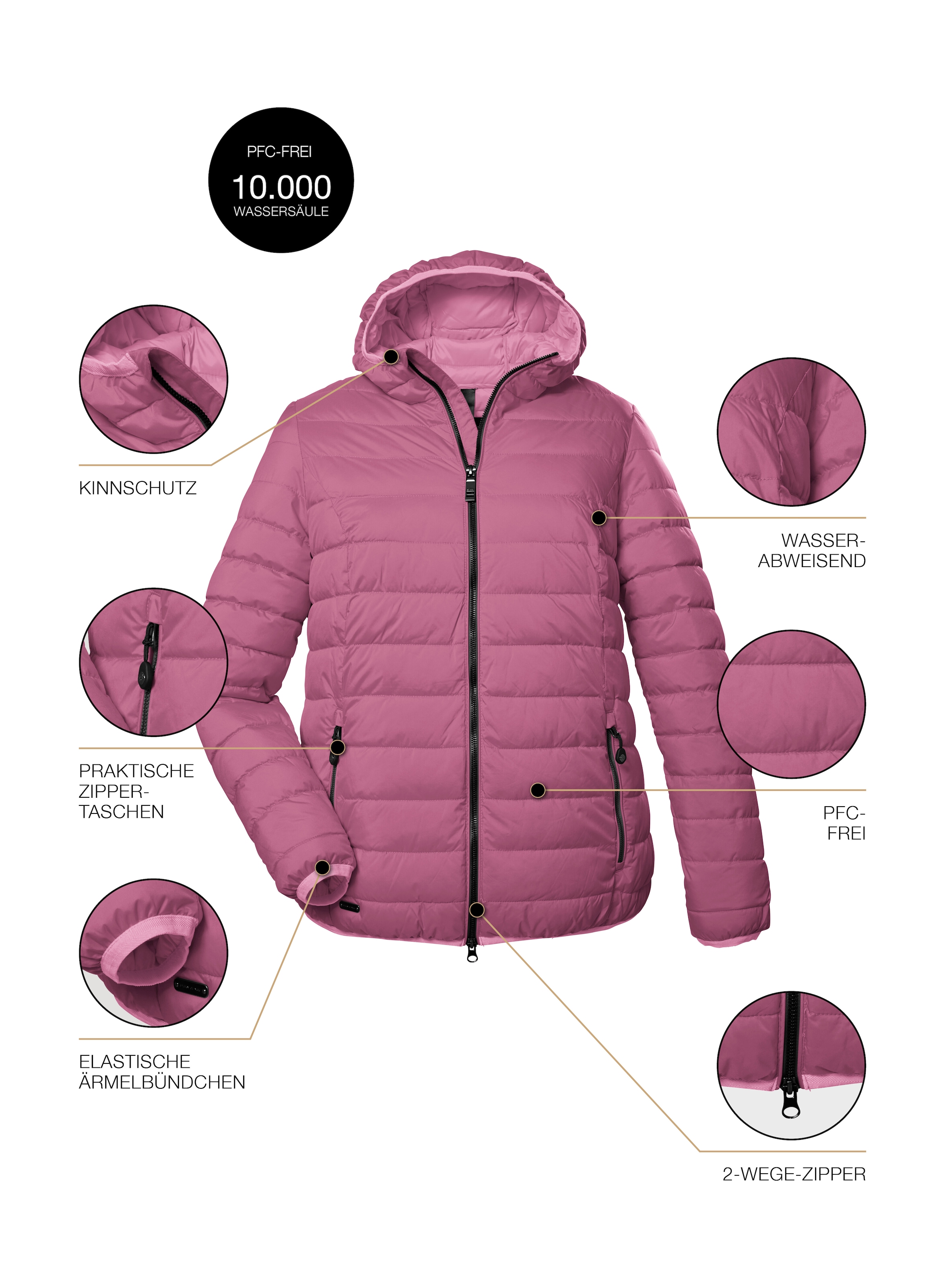 STOY Steppjacke »STS 3 WMN QLTD JCKT«, atmungsaktive, wasserabweisende Damen Steppjacke in großen Größen
