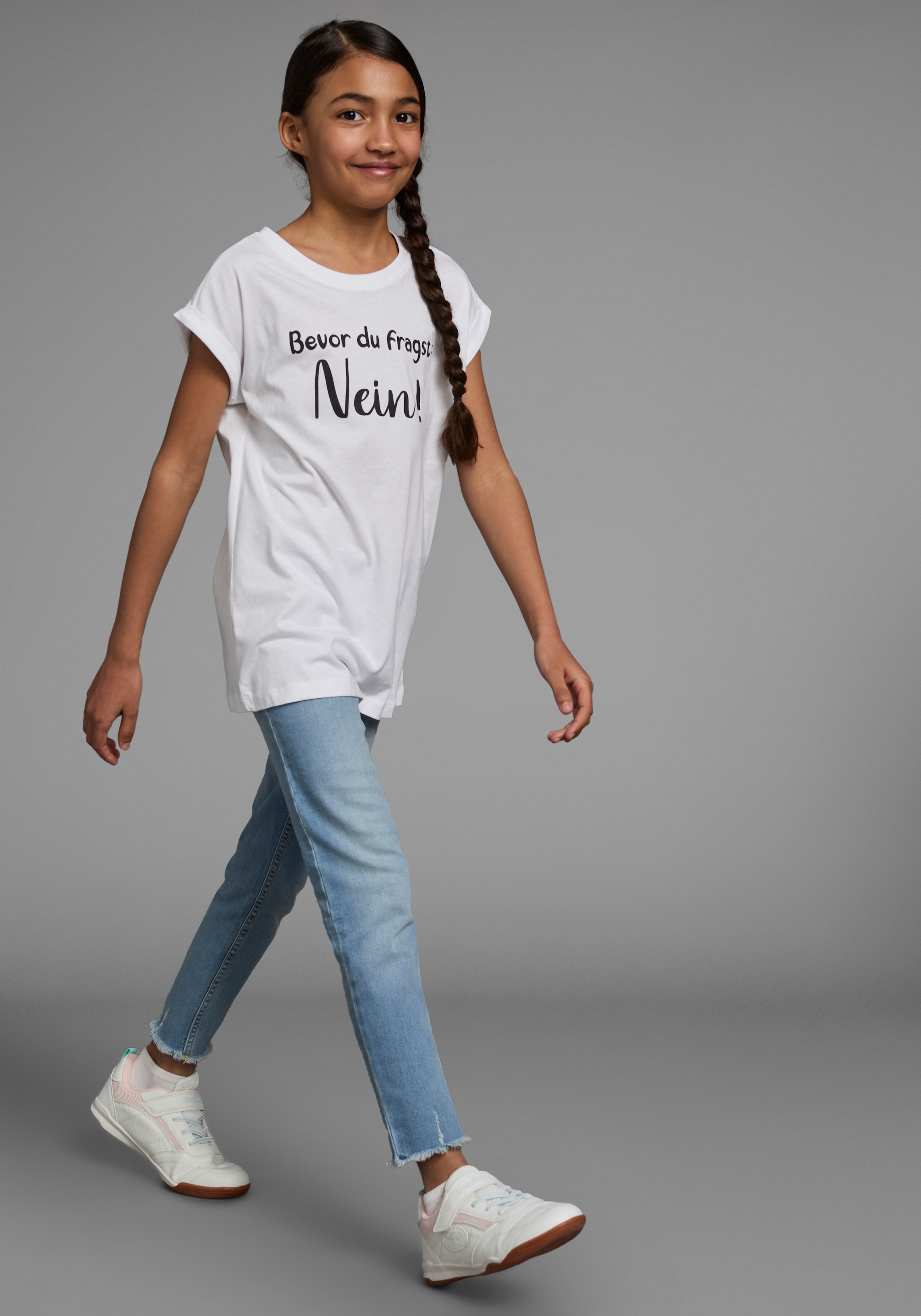KIDSWORLD T-Shirt »Bevor Du fragst:  NEIN!«, Kurzarm, mit Print, Rundhalsausschnitt