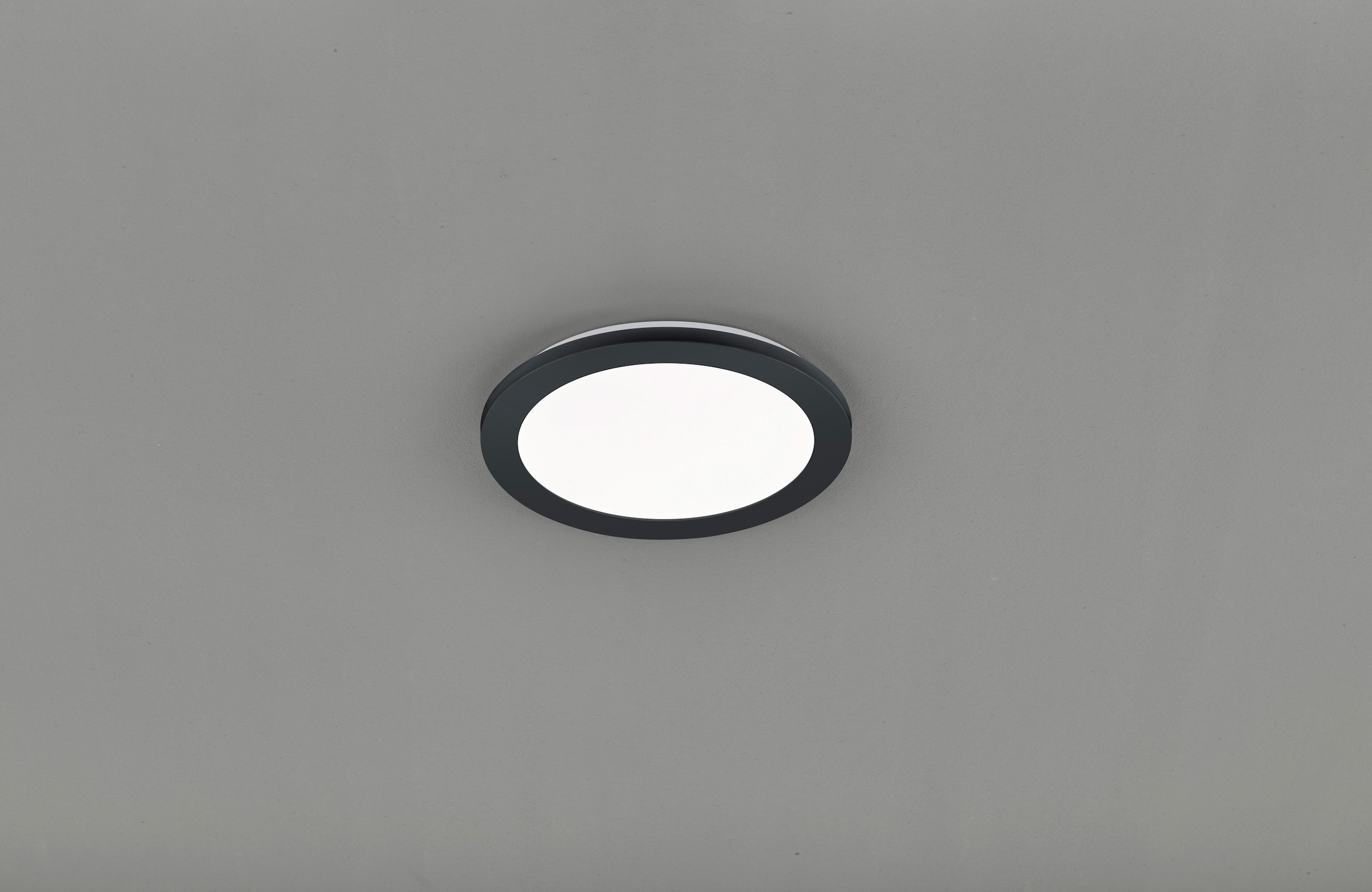 REALITY Leuchten LED Deckenleuchte »Camillus«, 1 flammig, Leuchtmittel LED-Board | LED fest integriert, matt schwarz Switch Dimmer, warmweiß 3000 K, Badezimmer geeignet, IP44