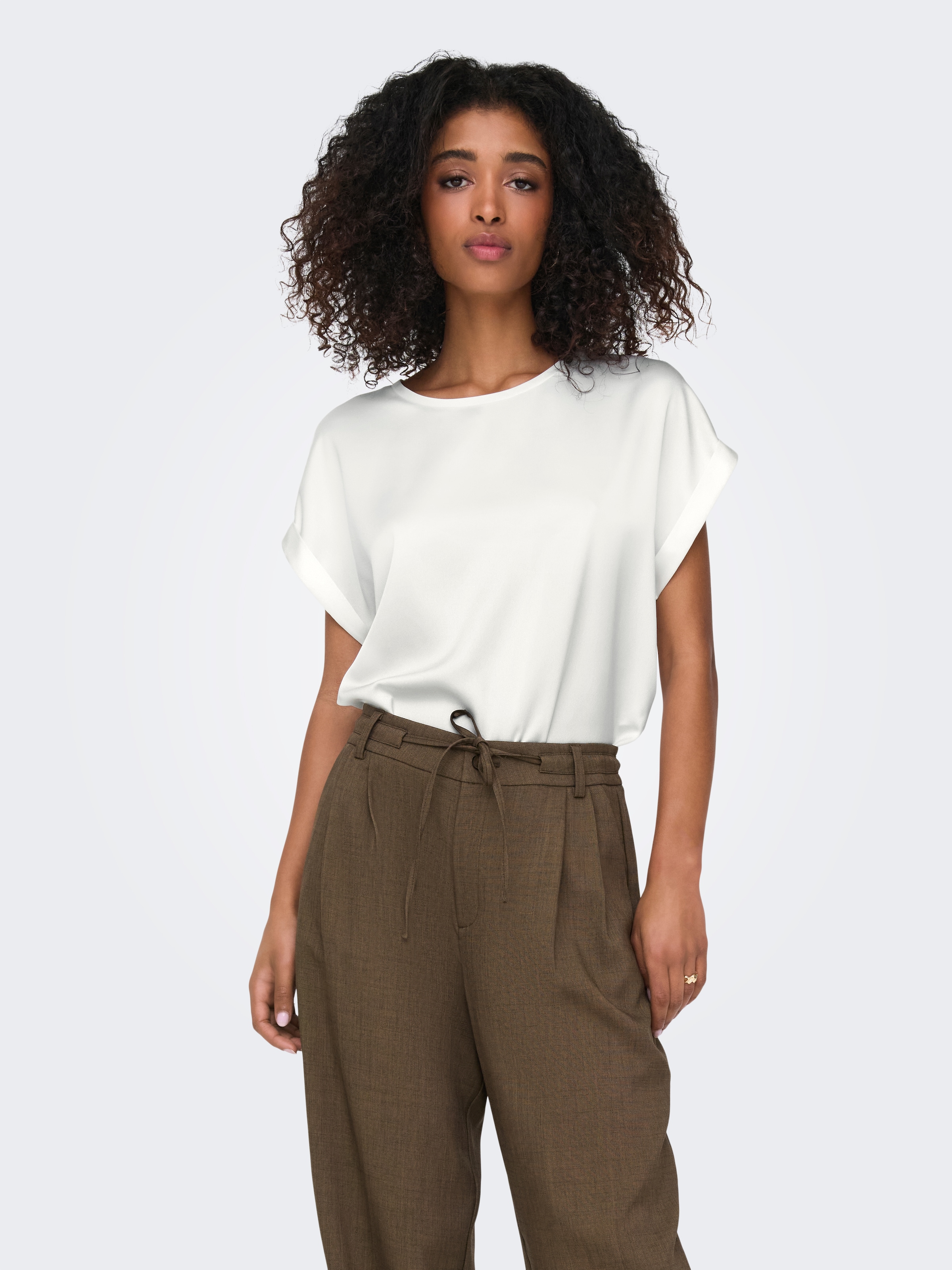 ONLY Kurzarmshirt »ONLLIEKE S/S SATIN MIX TOP WVN NOOS«