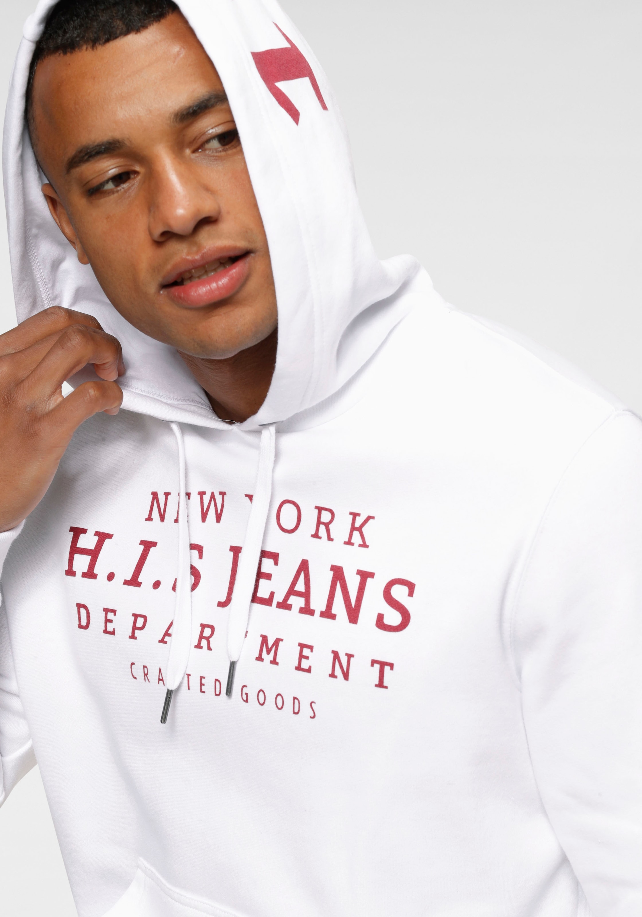 H.I.S Kapuzensweatshirt, mit Print und Badge, Kapuze, für sportliche Outfits
