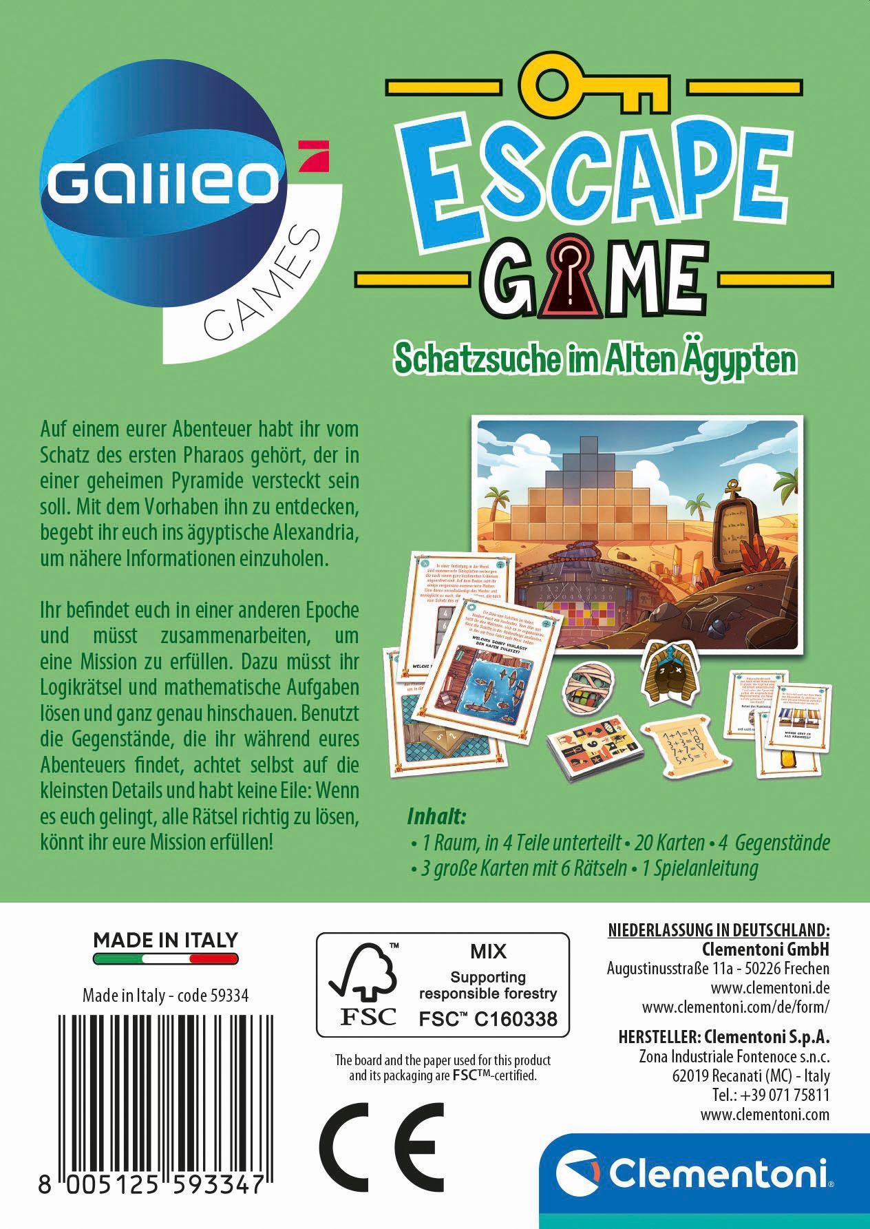 Clementoni® Spiel »Galileo, Escape Game Schatzsuche im Alten Ägypten«, Made in Europe
