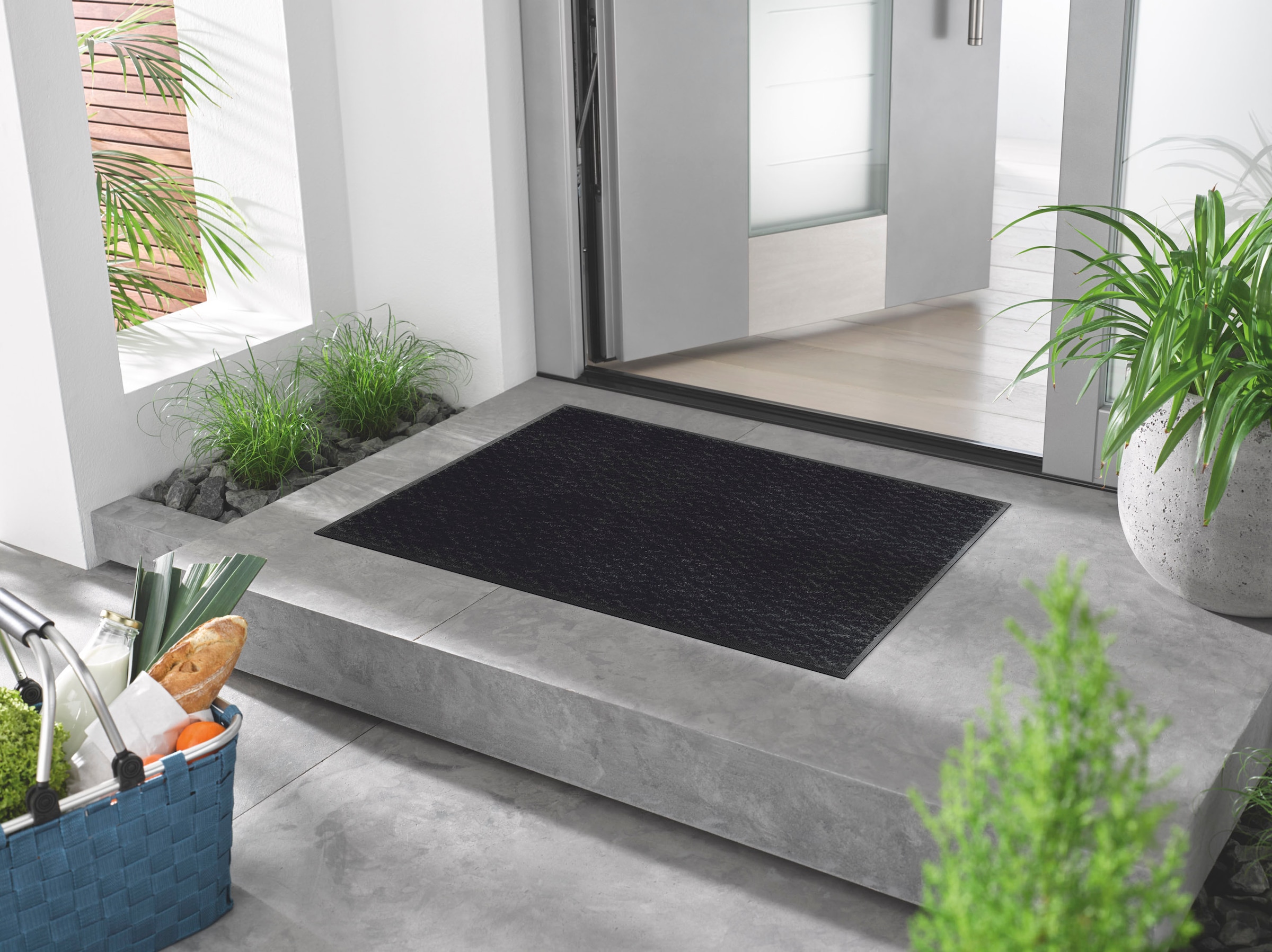 wash+dry by Kleen-Tex Teppich »Duo Charcoal«, rechteckig, 9 mm Höhe, rutschhemmend, In- und Outdoor geeignet, waschbar