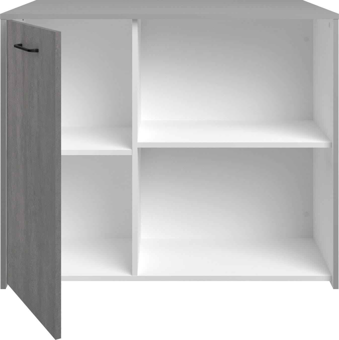 Parisot Mehrzweckschrank-Set »Parisot, Malice 6 - Buffet, Beistellschrank auf Rollen, Insel«, (3 St., 3-teilig, Buffet, Beistellschrank auf Rollen, Beistellschrank/Insel), Beistellschrank auf Rollen, Insel mit Sitzgelegenheit, Beton-Optik
