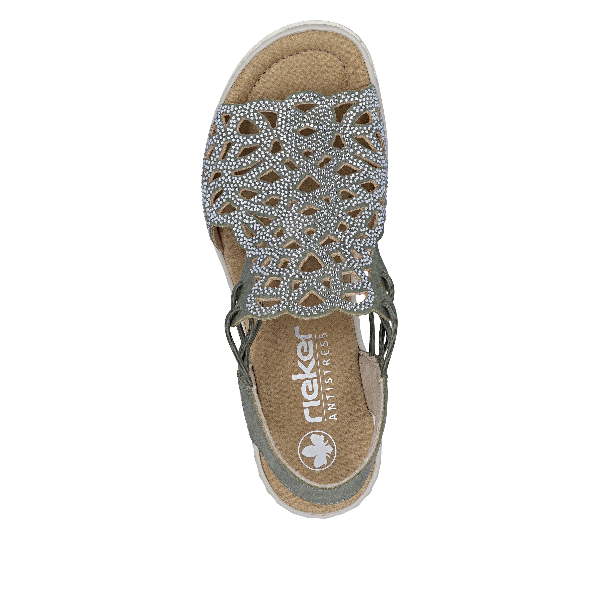 Rieker Keilsandalette  Sommerschuh, Plateausandale, Schlupfschuh mit Schmucksteinchen