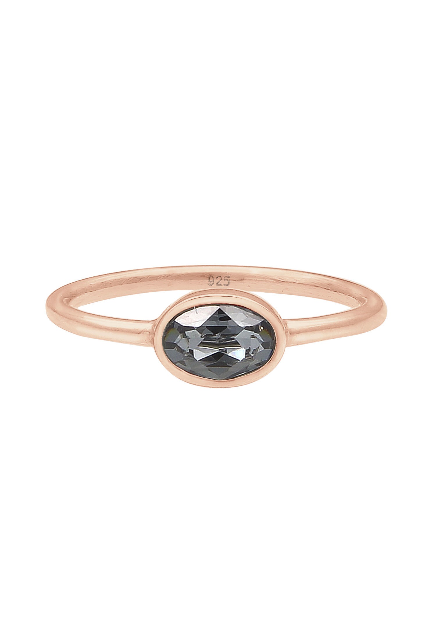Elli Verlobungsring »Ring Oval Glas Kristalle Grau 925 Sterling Silber«
