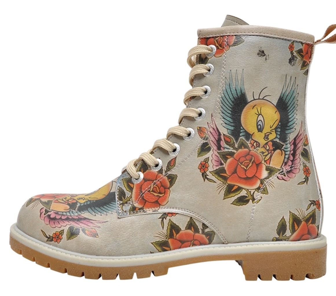 DOGO Schnürboots »Tweety With Roses«, mit süßem Print