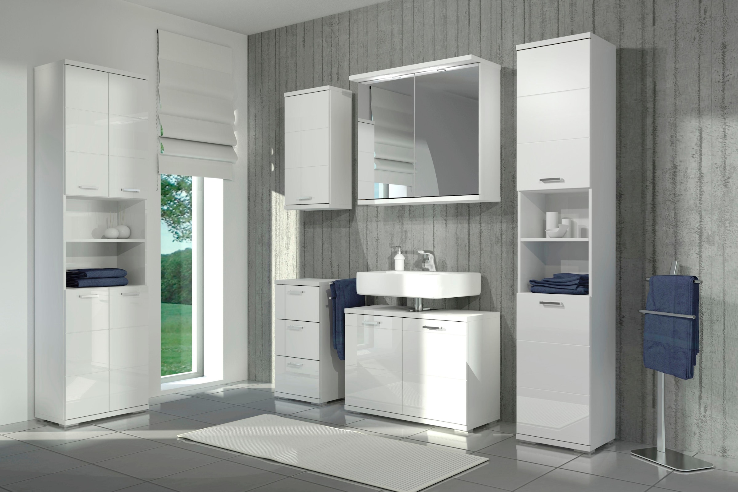 Homexperts Hochschrank »Nusa«, Breite 50 cm, Badezimmerschrank, Stauraum hinter Türen und in Fächern