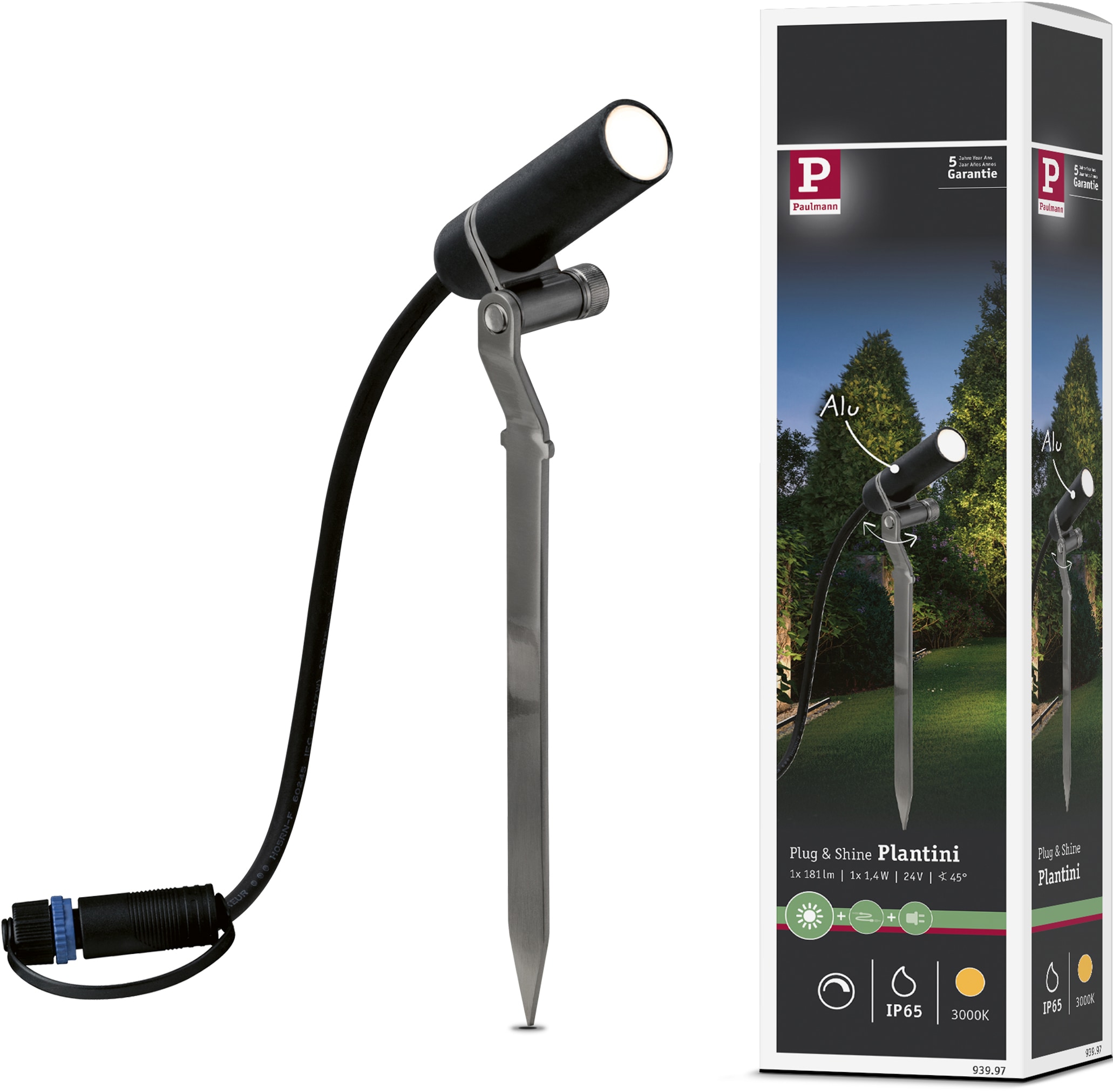 Paulmann LED Gartenstrahler »Plug & Shine«, 1 flammig, Leuchtmittel LED-Modul | LED fest integriert, LED-Modul, 3000K 24V Anthrazit