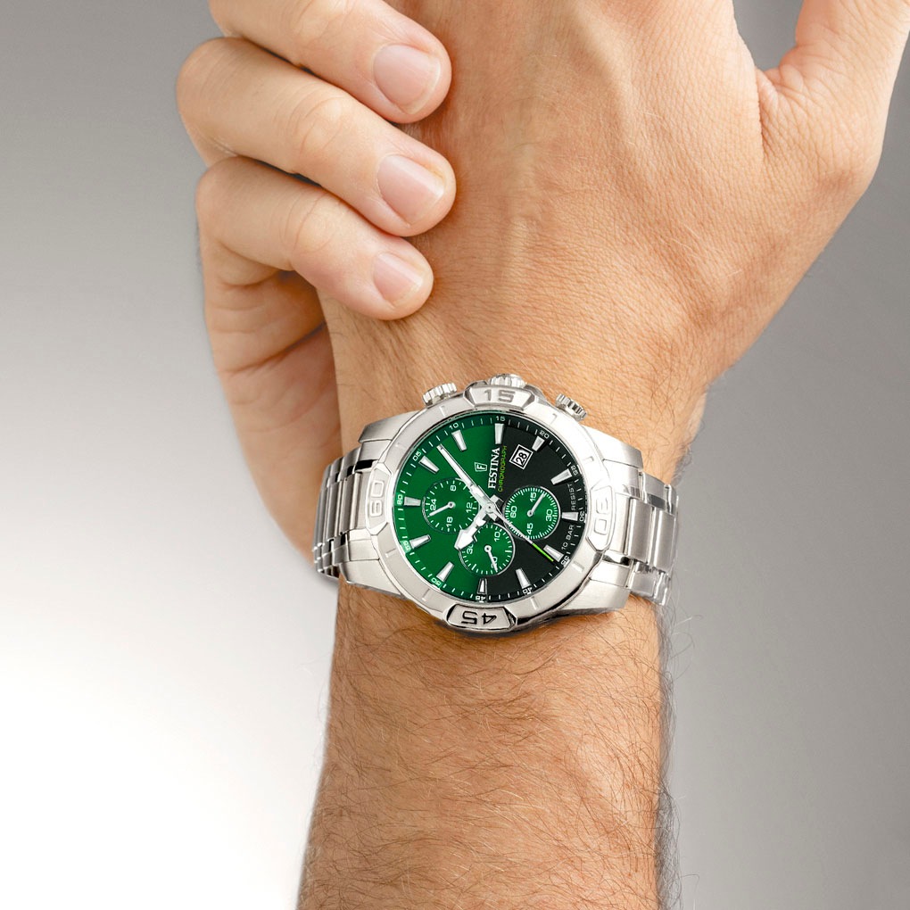 Festina Chronograph »Timeless Chronograph«, Quarzuhr, Armbanduhr, Herrenuhr, Edelstahlarmband, analog, Tag