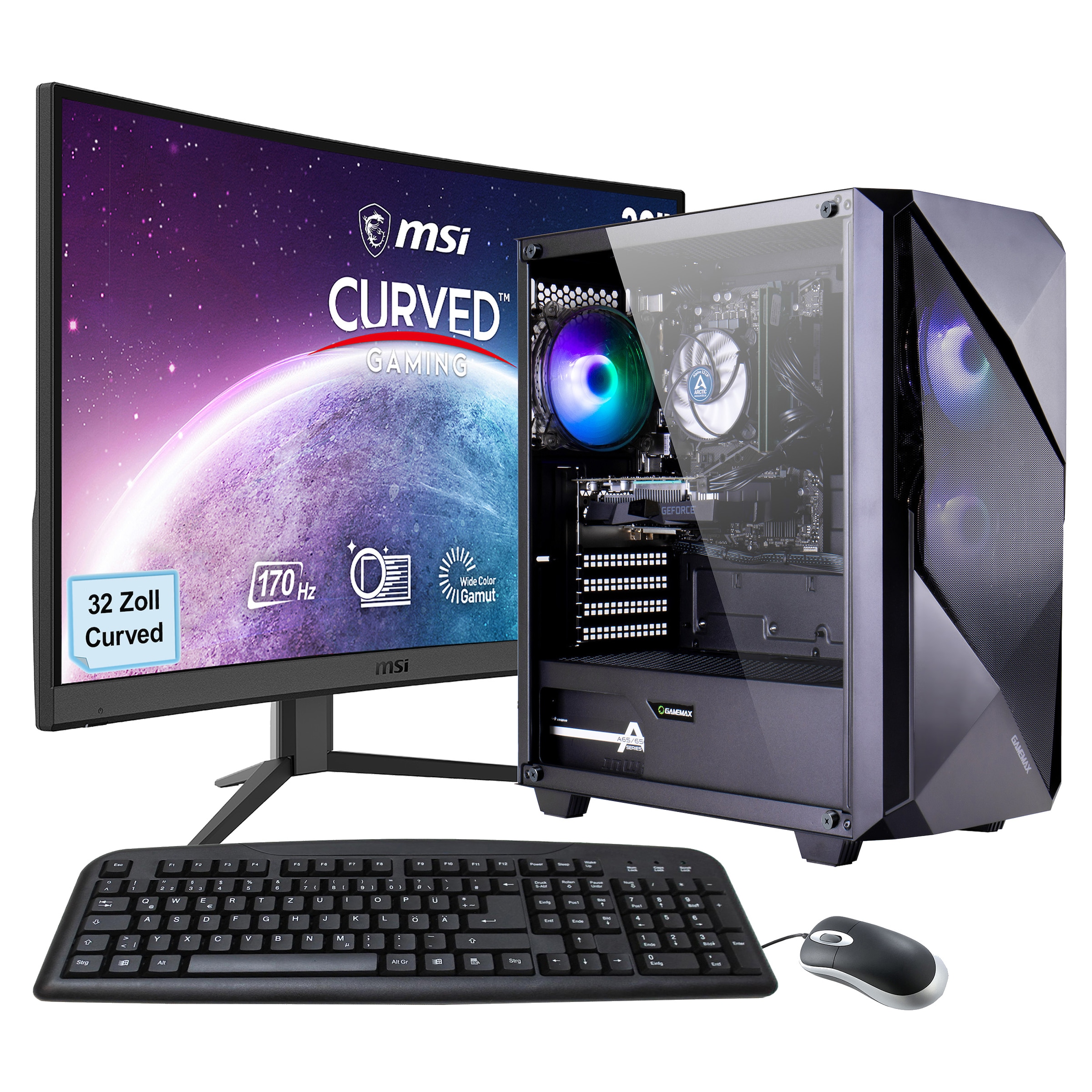 Hyrican PC-Komplettsystem »MegaDeal Gaming-PC-Set Striker«, Windows 11 + MSI G32C4 E2 Monitor...