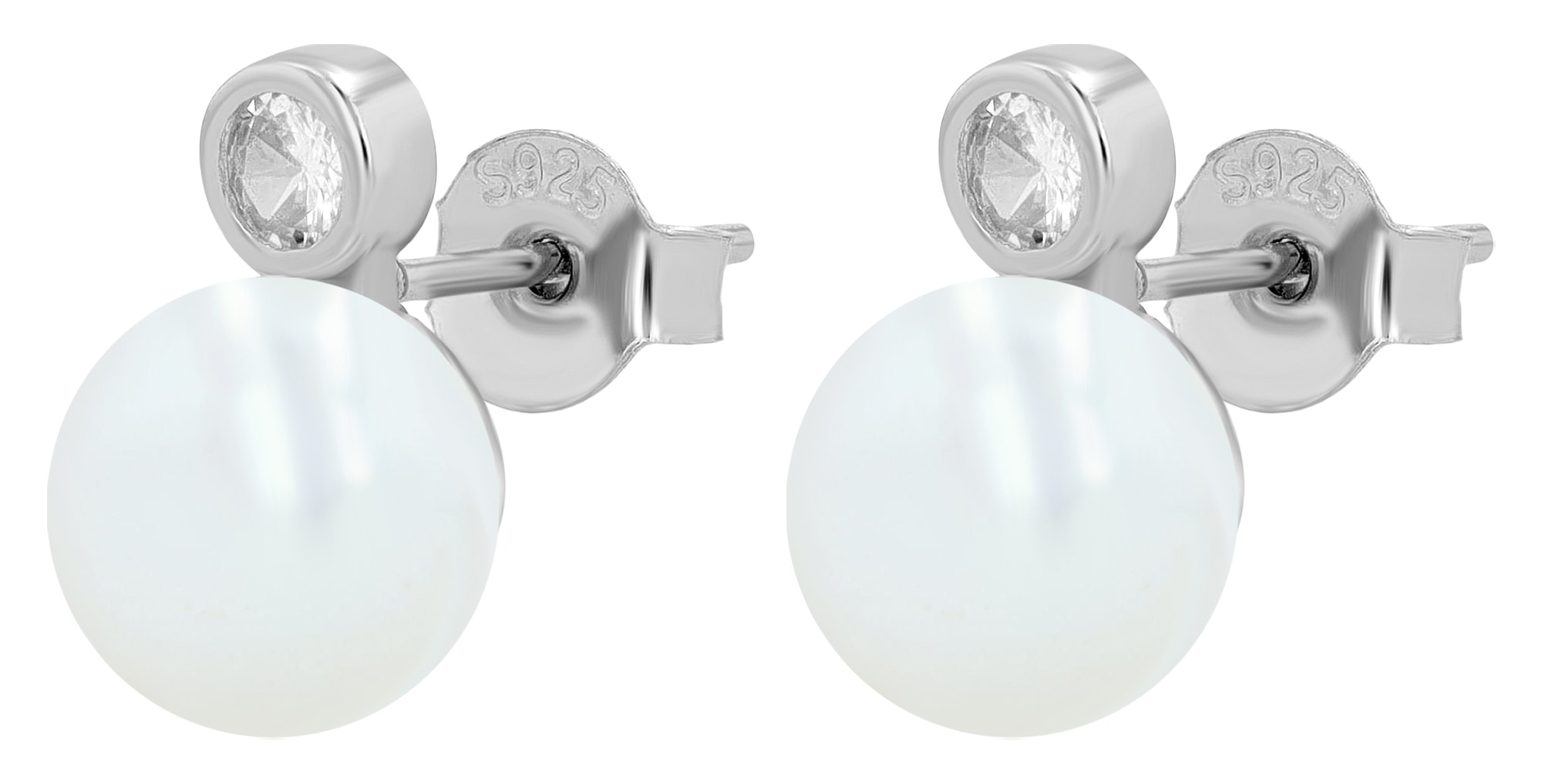 Adelia´s Paar Ohrstecker »925 Silber Ohrringe Ohrstecker mit Süßwasserperle und funkelnden Zirkonia« Perle, silberfarben