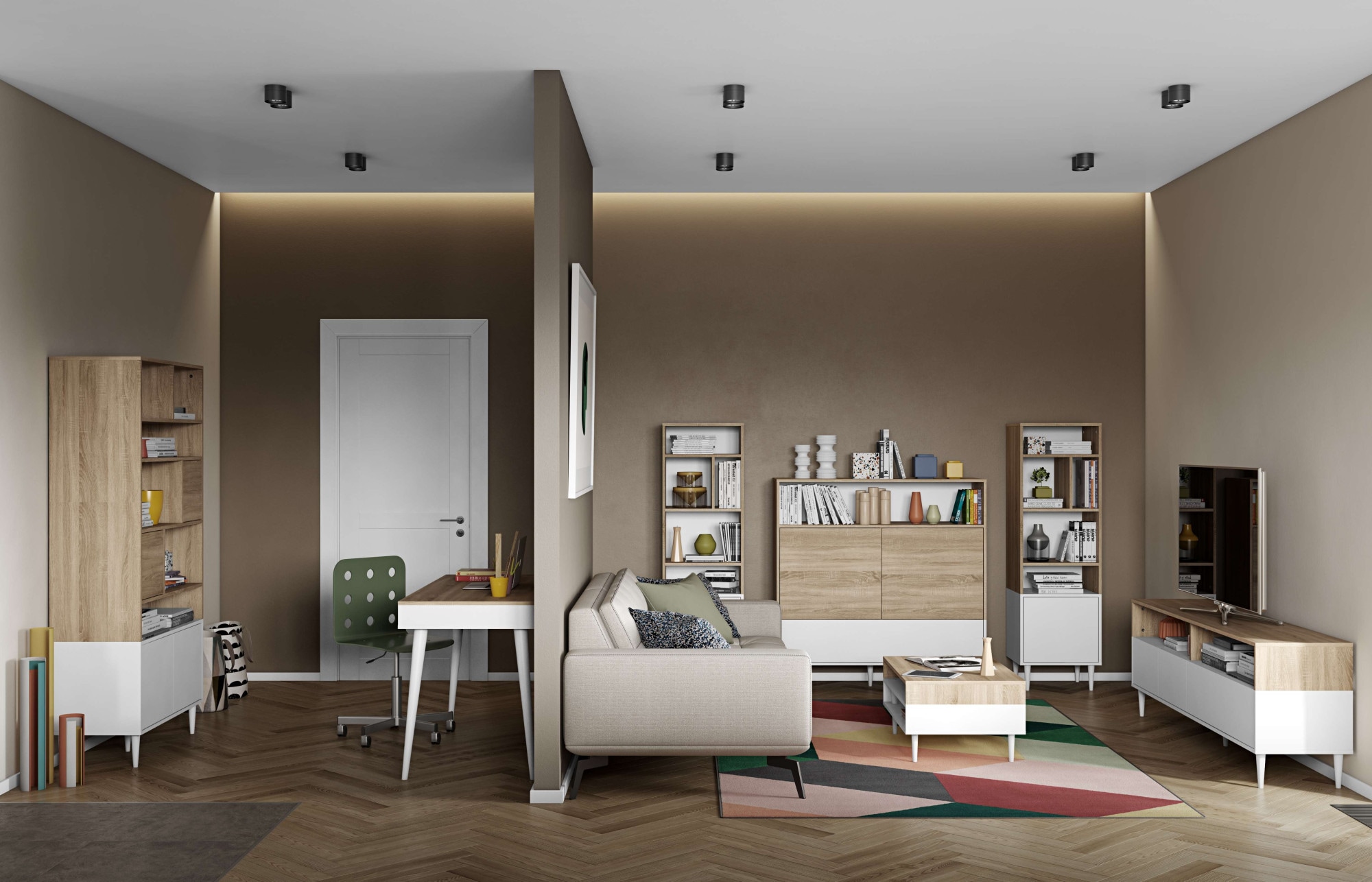 TemaHome Schreibtisch »Horizon Computertisch mit Holzbeinen, Home Office,«, 134cm Breit, mit Schublade
