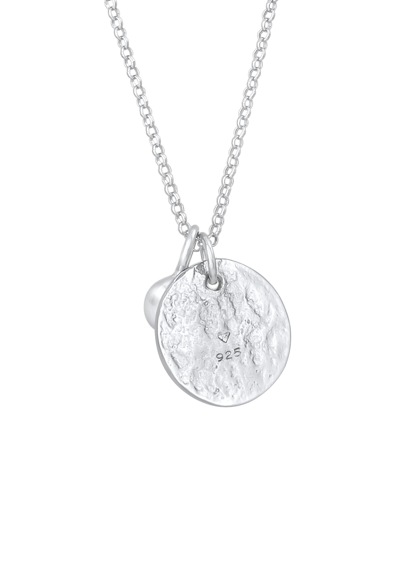 Elli Kette mit Anhänger »Halskette Plättchen Münze Organic Look Geo Kugel 925 Silber«