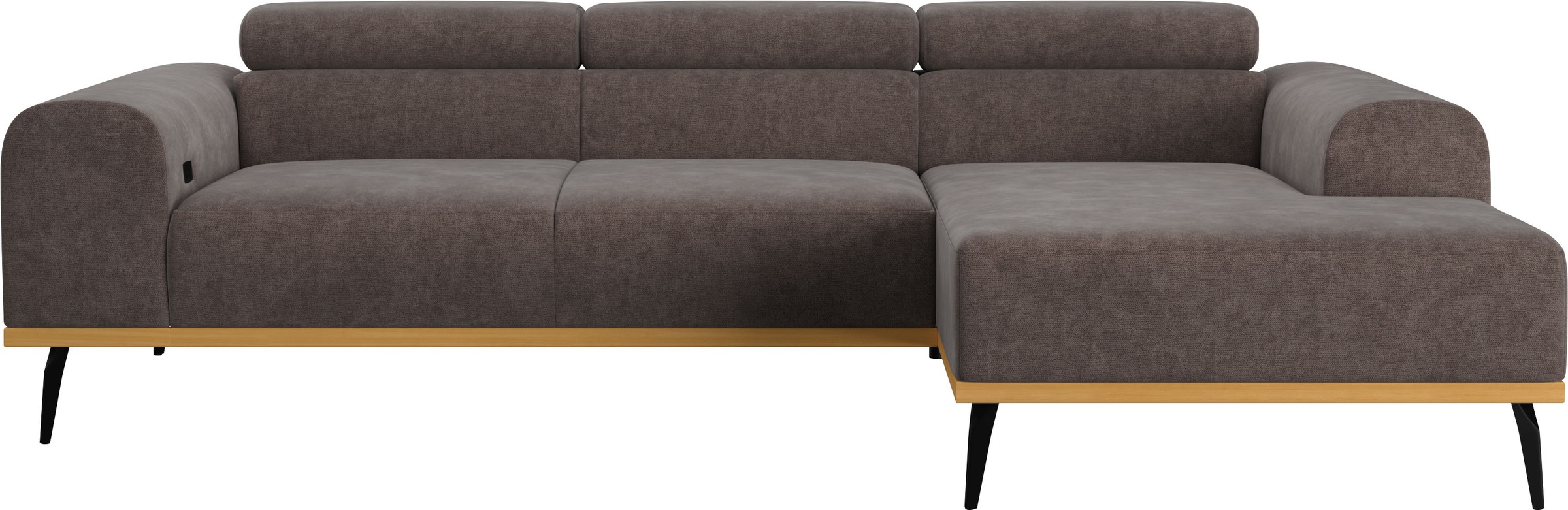 Places of Style Ecksofa »Carlo L-Form«, mit Kopfteilverstellung & Holz-Rahmenoptik, wahlweise Relaxfunktion