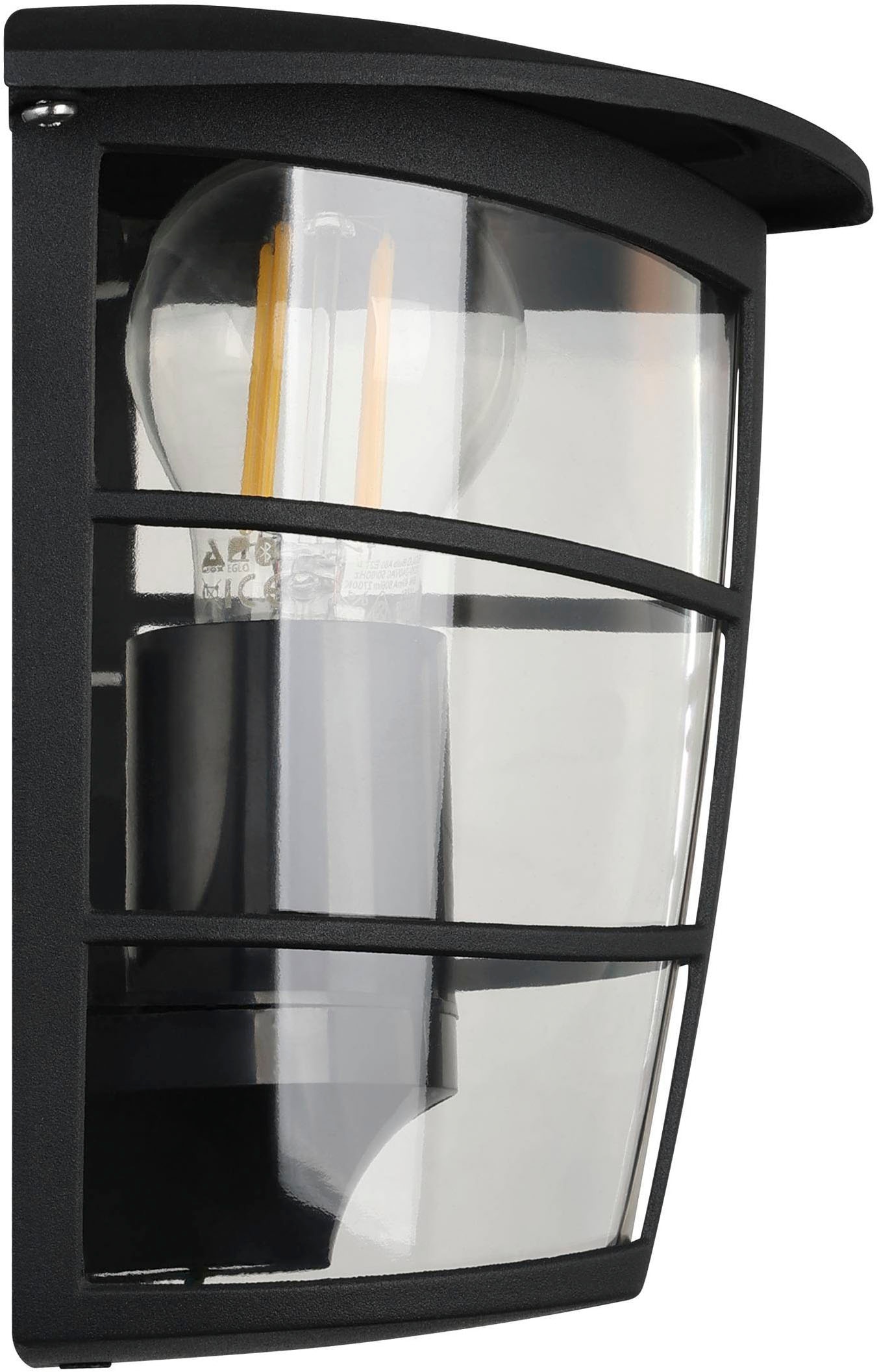 EGLO Wandleuchte »Aloria Außen-Wandlampe, Außenleuchte, Aluguss, Kunststoff, E27, IP44« E27 1 Stk. Wand-/Deckenleuchte - L18 x H20 x AL12 cm - schwarz - 1X60W exkl.