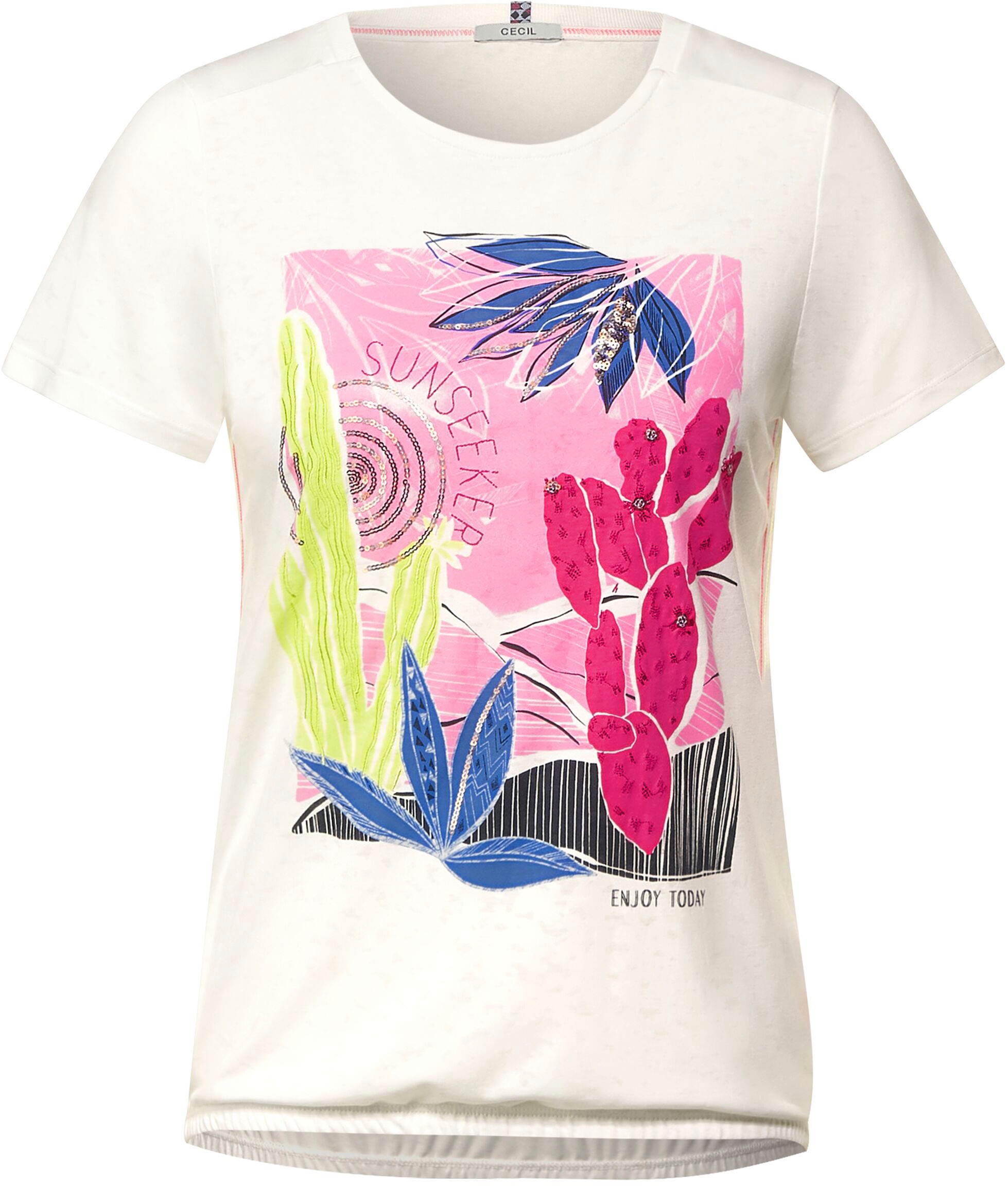 Cecil Rundhalsshirt, mit Kaktus-Print