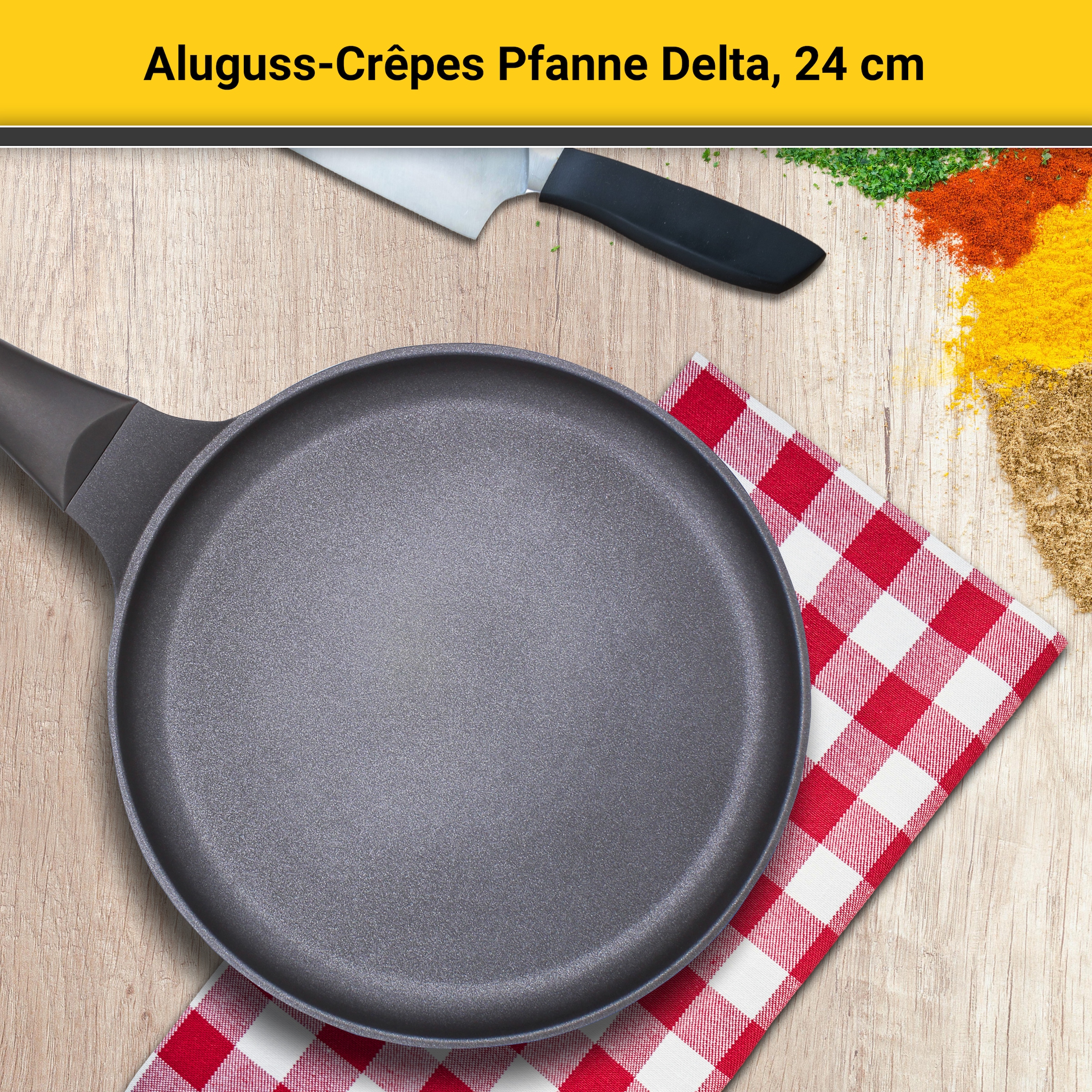 Krüger Crêpepfanne »Delta«, Aluminiumguss, für Induktions-Kochfelder geeignet