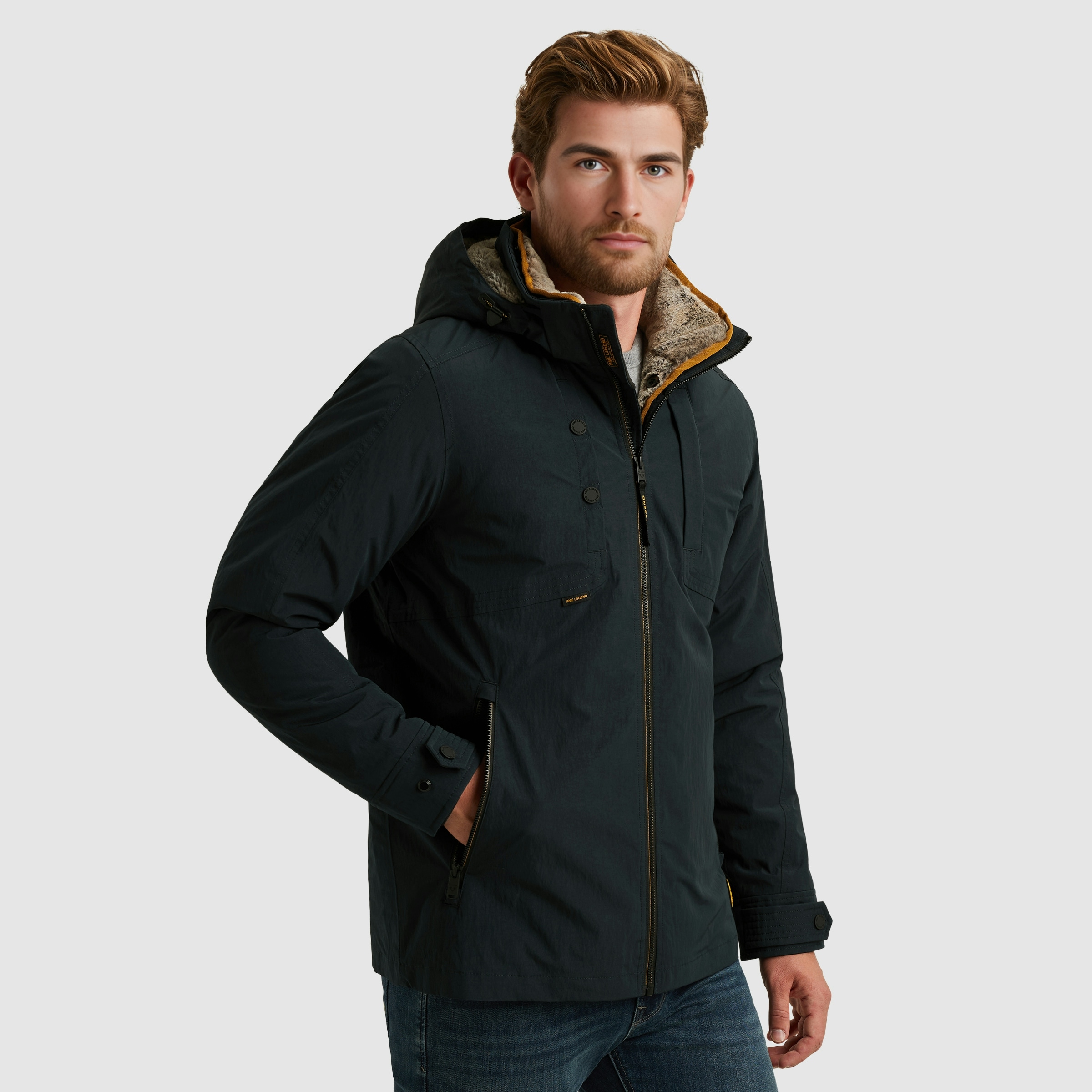 PME LEGEND Winterjacke mit Kapuze Herausnehmbares Fellimitat