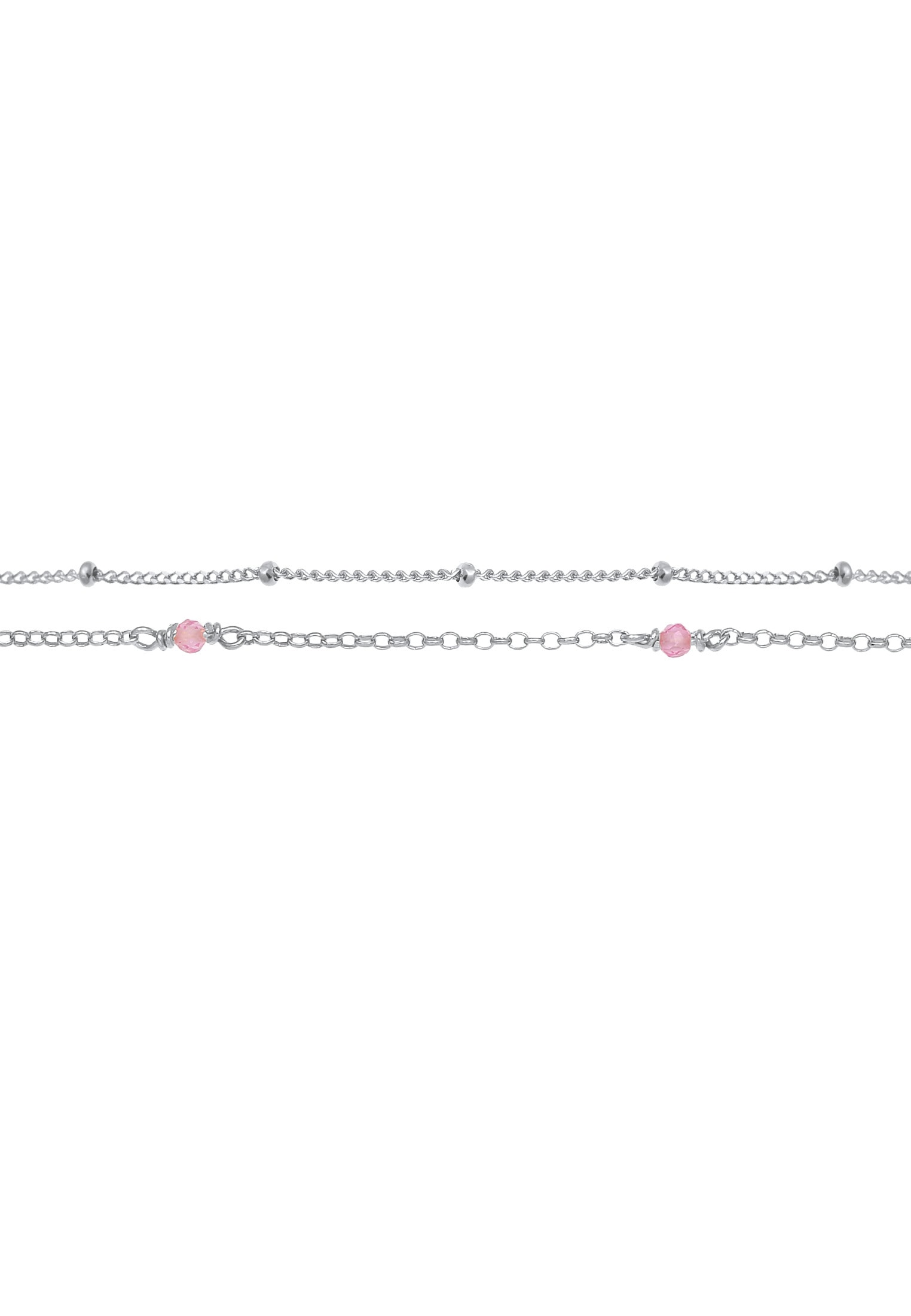 Elli Silberkette »Halskette Layer Rosa Quarz Kugeln Beads 925 Silber«