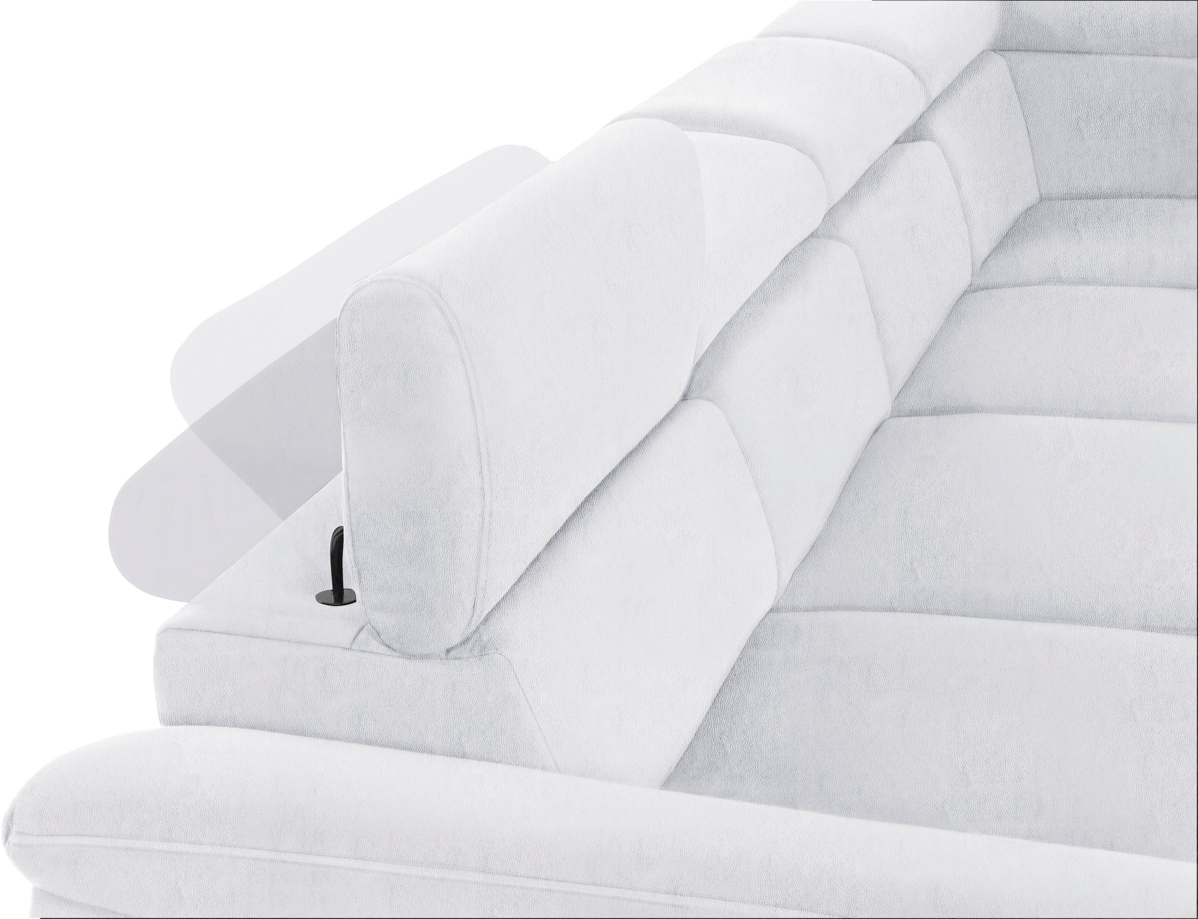 COTTA Polstergarnitur »Komaris U-Form, B: 320 bzw. 100 cm (Set: Wohnlandschaft & Hocker)«, (Set), mit Kopfteilverstellung, optional Bettfunktion, Bettkasten & Licht