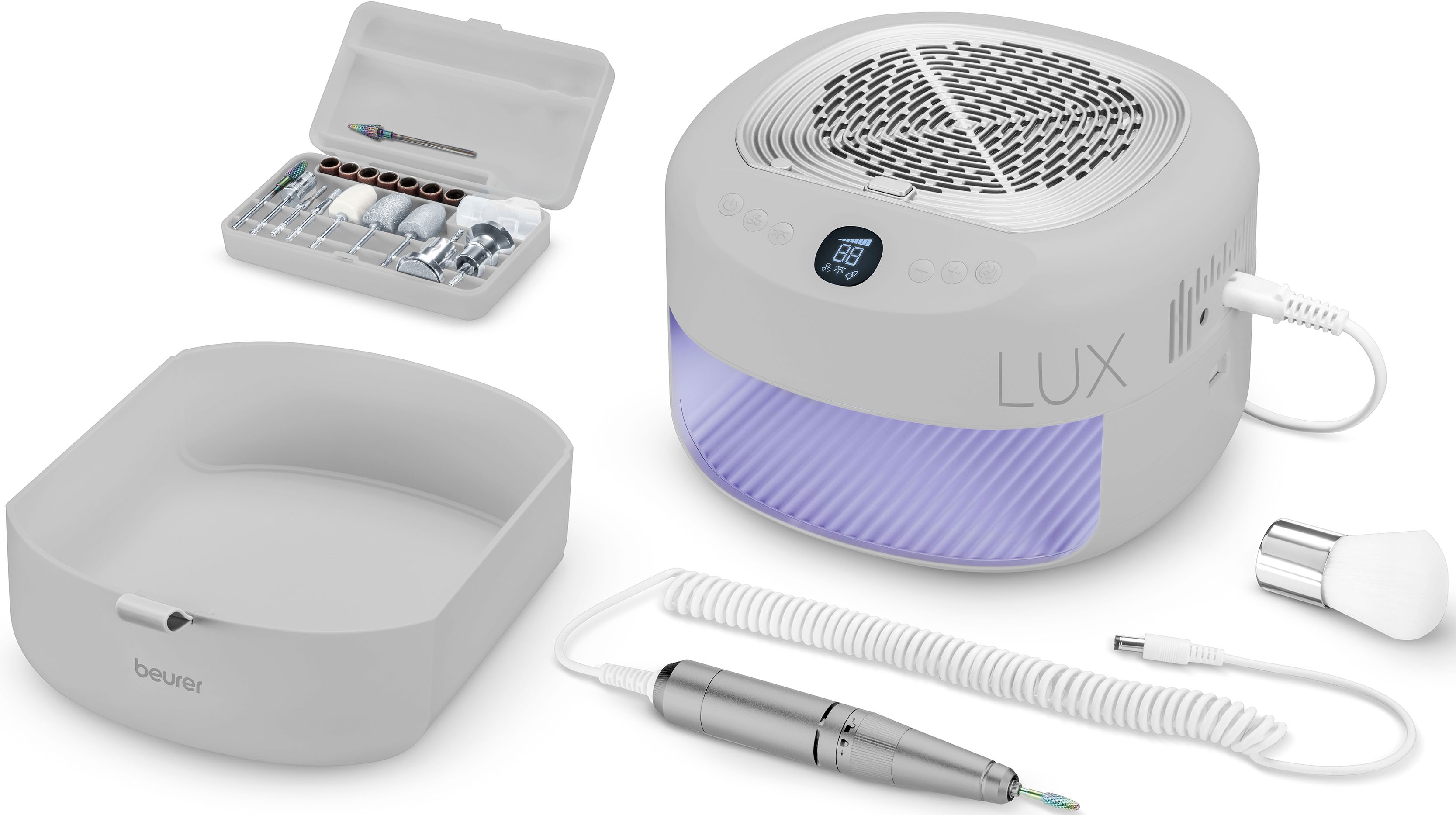 Beurer Maniküre-Pediküre-Set »MP 210 LUX, professionelle Maniküre-Pediküre-Station für zu Hause« Mit Nagelfräser, UV/LED -Lampe und Nagelstaubabsauger