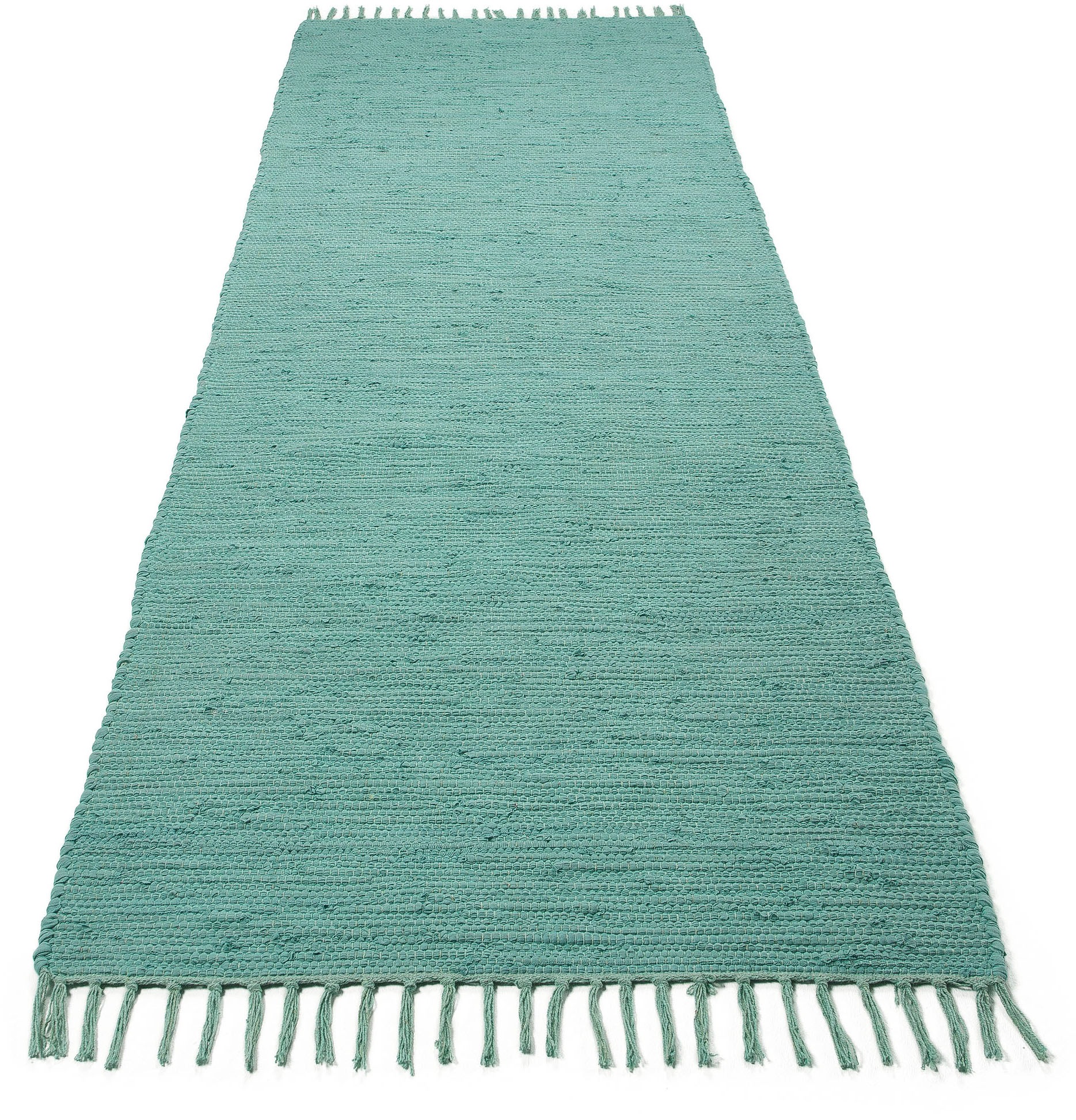 carpetfine Teppich »Kelim Chindi uni , auch als Läufer« rechteckig 5 mm Höhe Wendeteppich, reine Baumwolle, handgewebt, Uni-Farben, mit Fransen