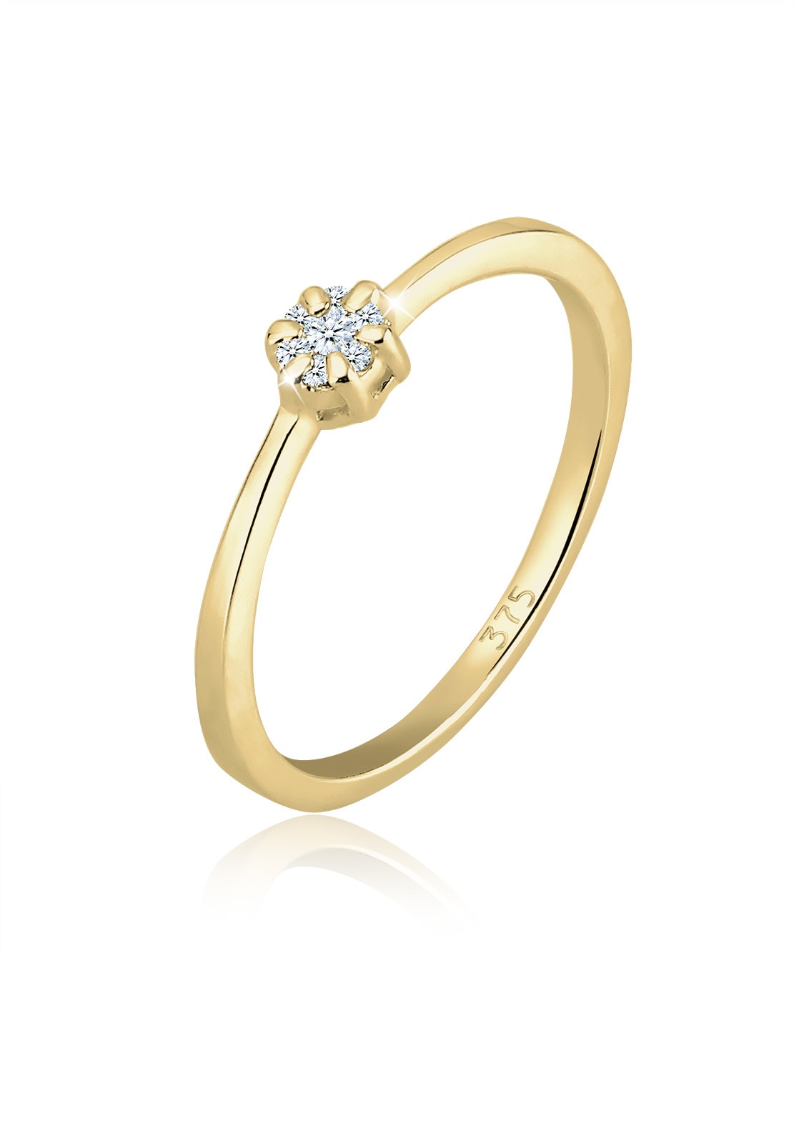 Elli DIAMONDS Trauring »Ring Verlobungsring Blume Diamant Weiß (0.045ct) 375 Gelbgold«