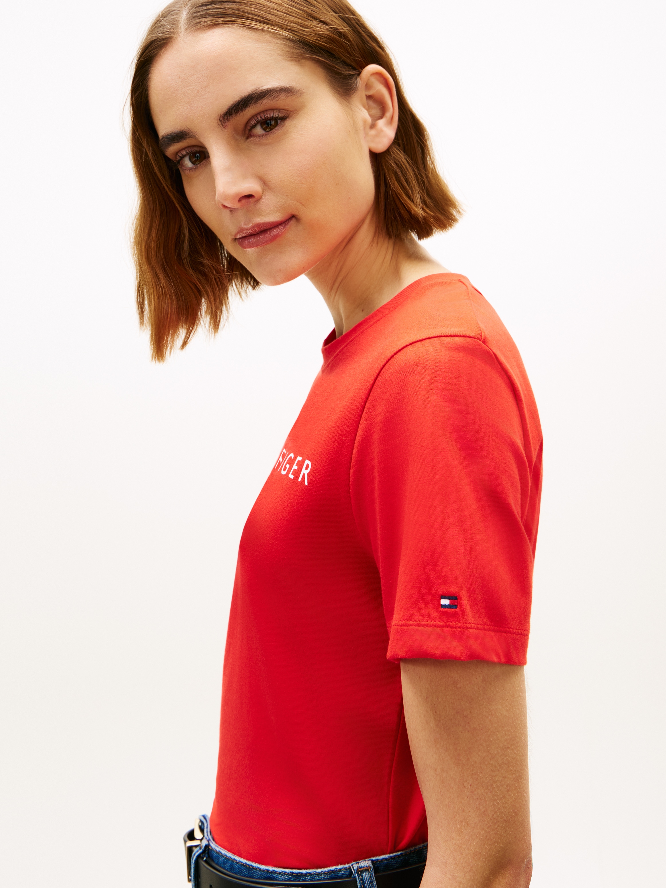 Tommy Hilfiger Kurzarmshirt »REG CORP LOGO C-NK SS« Baumwolle