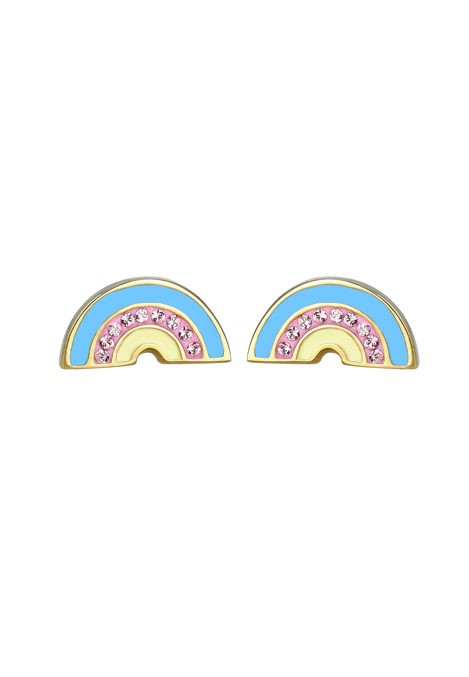 Elli Paar Ohrstecker »Ohrringe Ohrring Kinder Regenbogen Glas Kristalle Rosé 925 Sterling Silber vergoldet«