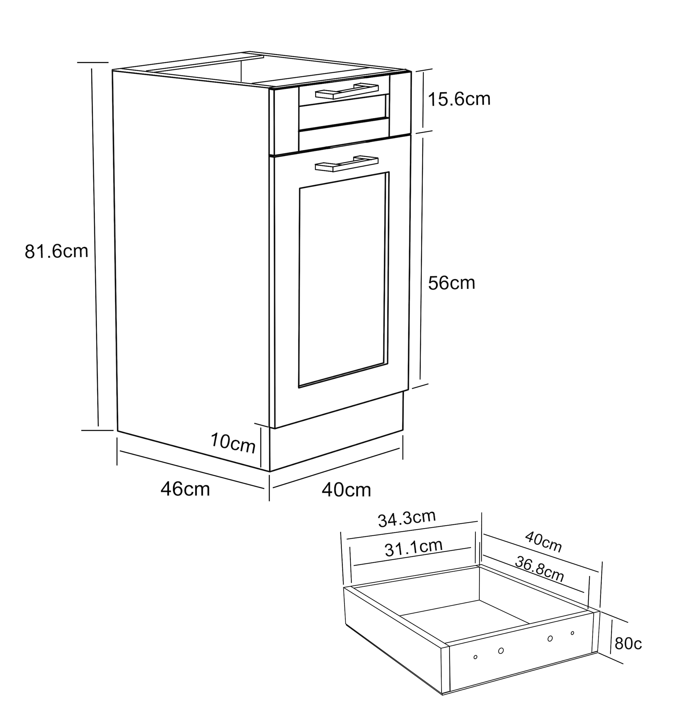 VCM Unterschrank »Küchenschrank 40 cm Unterschrank Schublade Colura«