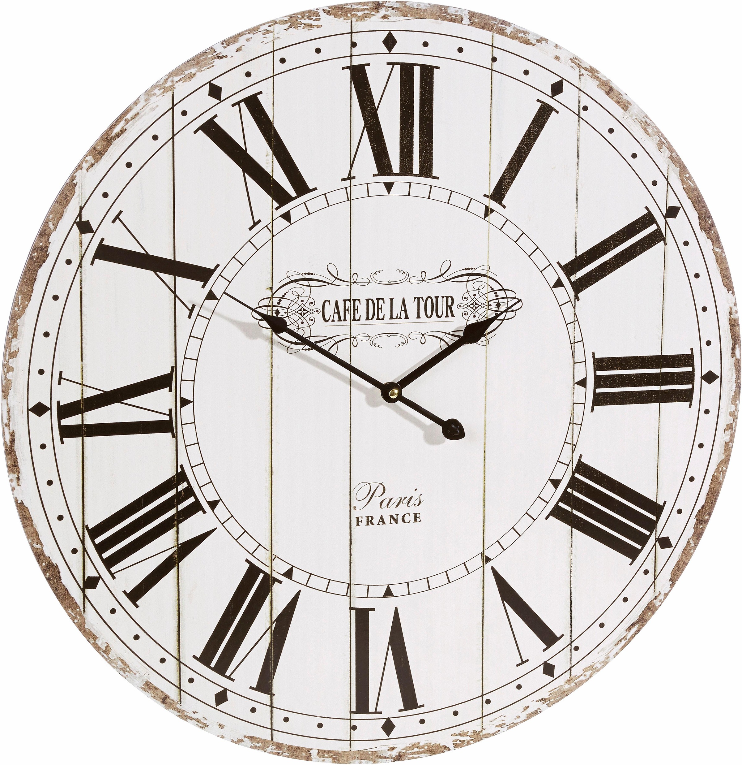 Home affaire Wanduhr »Cafe de la tour«, römische Ziffern, rund, Ø 60 cm, Vintage-Look